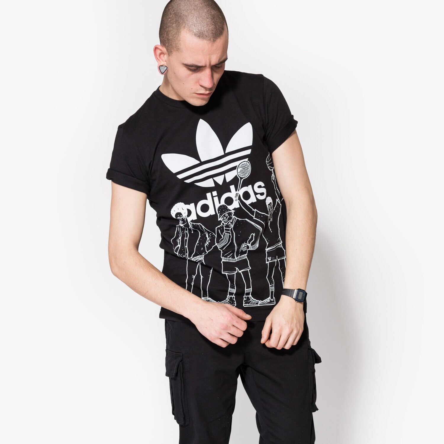 Koszulka, t-shirt sportowy męski ADIDAS T-SHIRT SS TRF GRAPHIC BQ3127 CZARNY