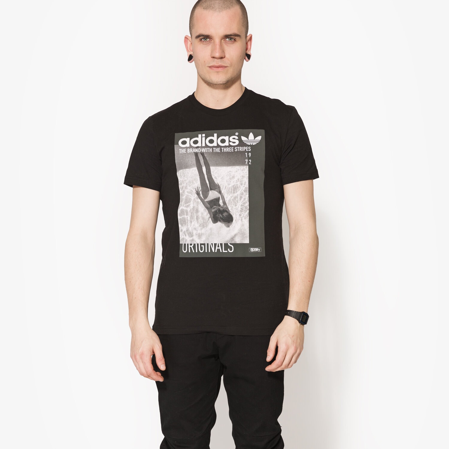 Koszulka, t-shirt sportowy męski ADIDAS T-SHIRT SS GRAPHIC GIRL BQ3037 CZARNY