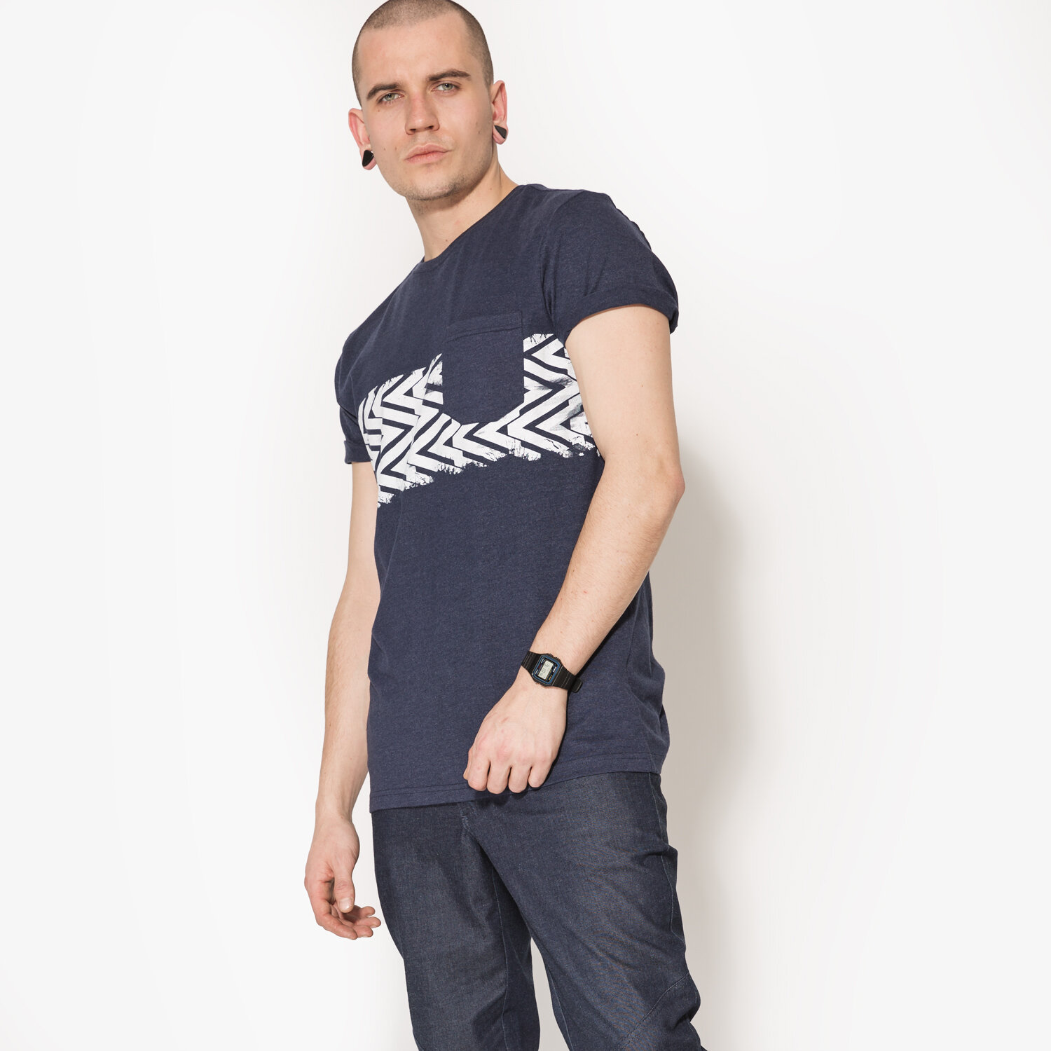 Koszulka, t-shirt sportowy męski CONFRONT T-SHIRT SS TIRE CF17TSM57001 GRANATOWY