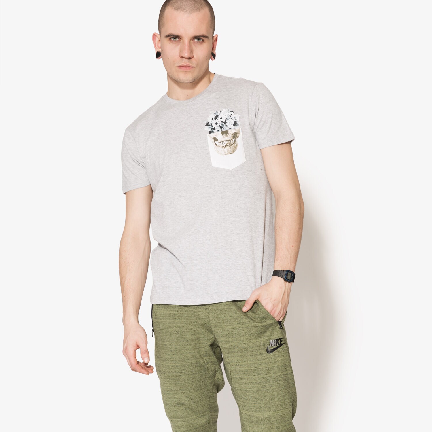 Koszulka, t-shirt sportowy męski CONFRONT T-SHIRT SS SKULL CF17TSM62001 SZARY