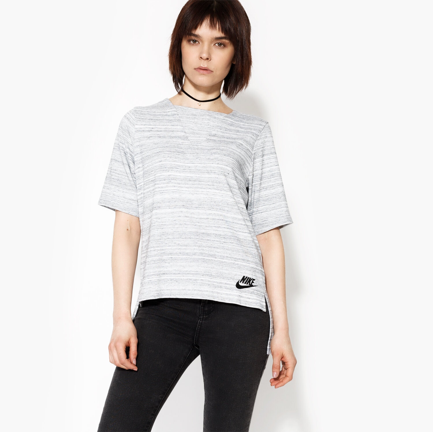 Koszulka, t-shirt damski NIKE T-SHIRT SS NSW AV15 TOP KNT 838954100 SZARY