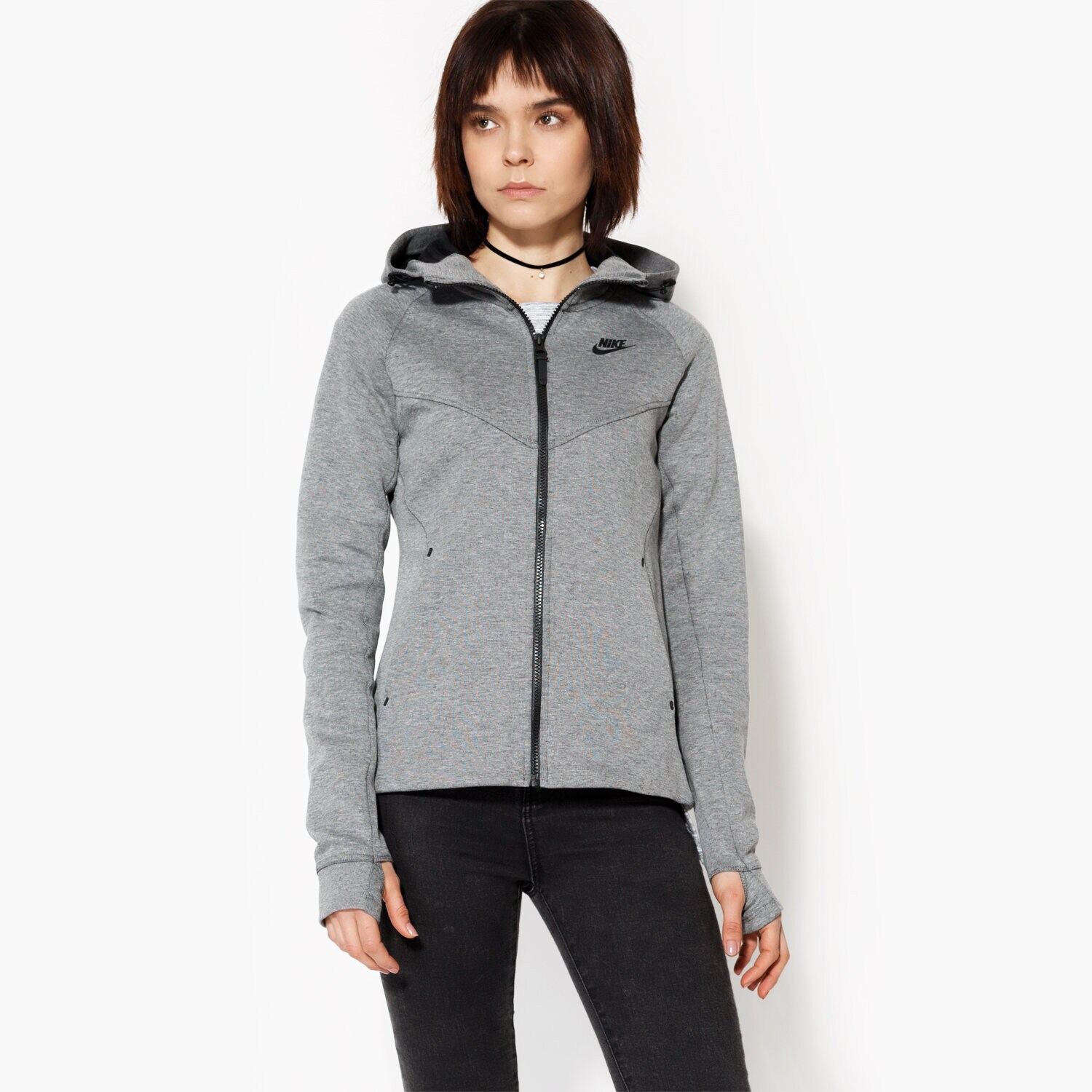Bluza damska NIKE BLUZA NSW TCH FLC HOODIE FZ 842845092 SREBRNY