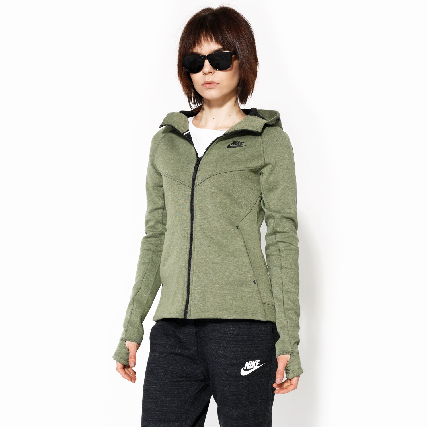 Bluza damska NIKE BLUZA NSW TCH FLC HOODIE FZ 842845387 ZIELONY