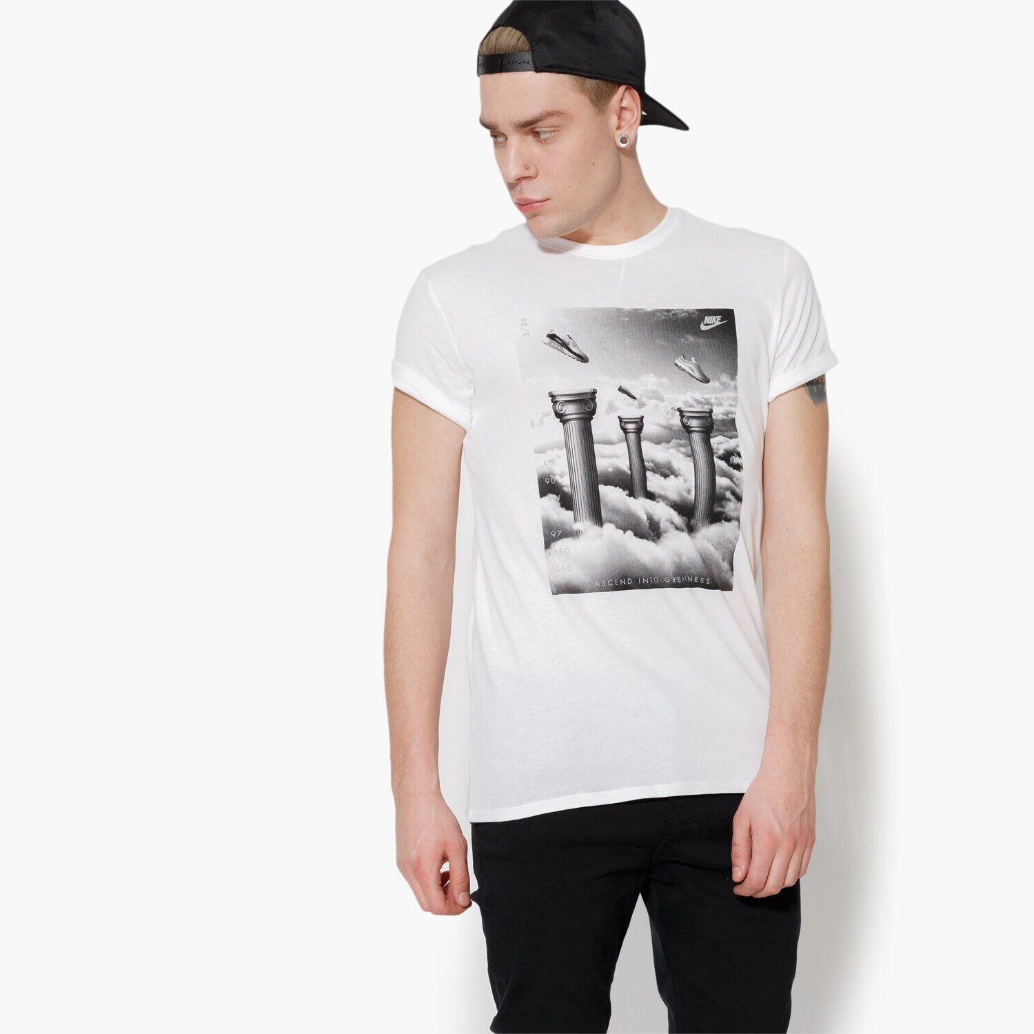 Koszulka, t-shirt sportowy męski NIKE T-SHIRT SS TEE S+ 5 867216100 BIAŁY