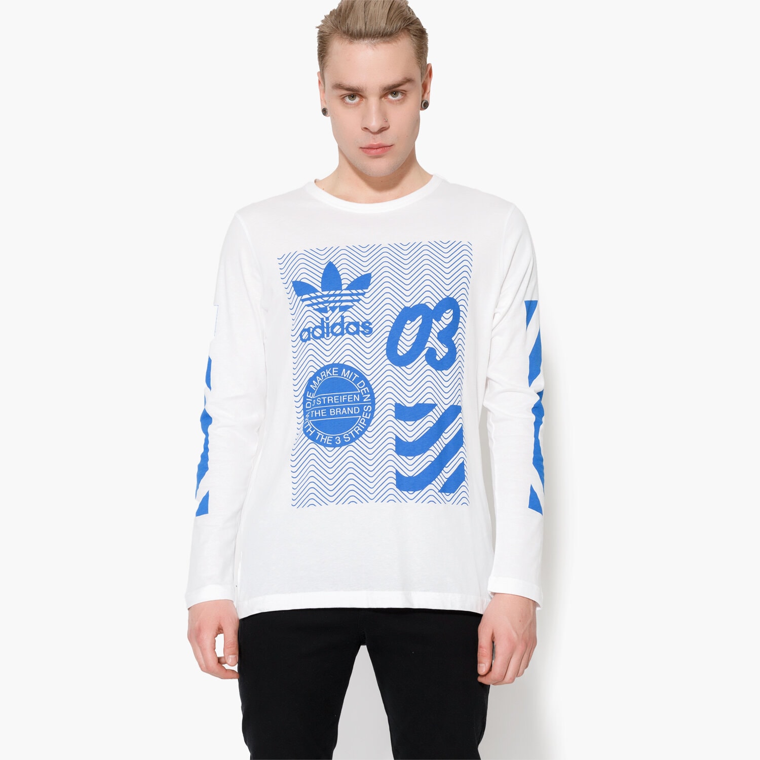 Koszulka, t-shirt sportowy męski ADIDAS T-SHIRT LS NYC LS BJ9919 BIAŁY