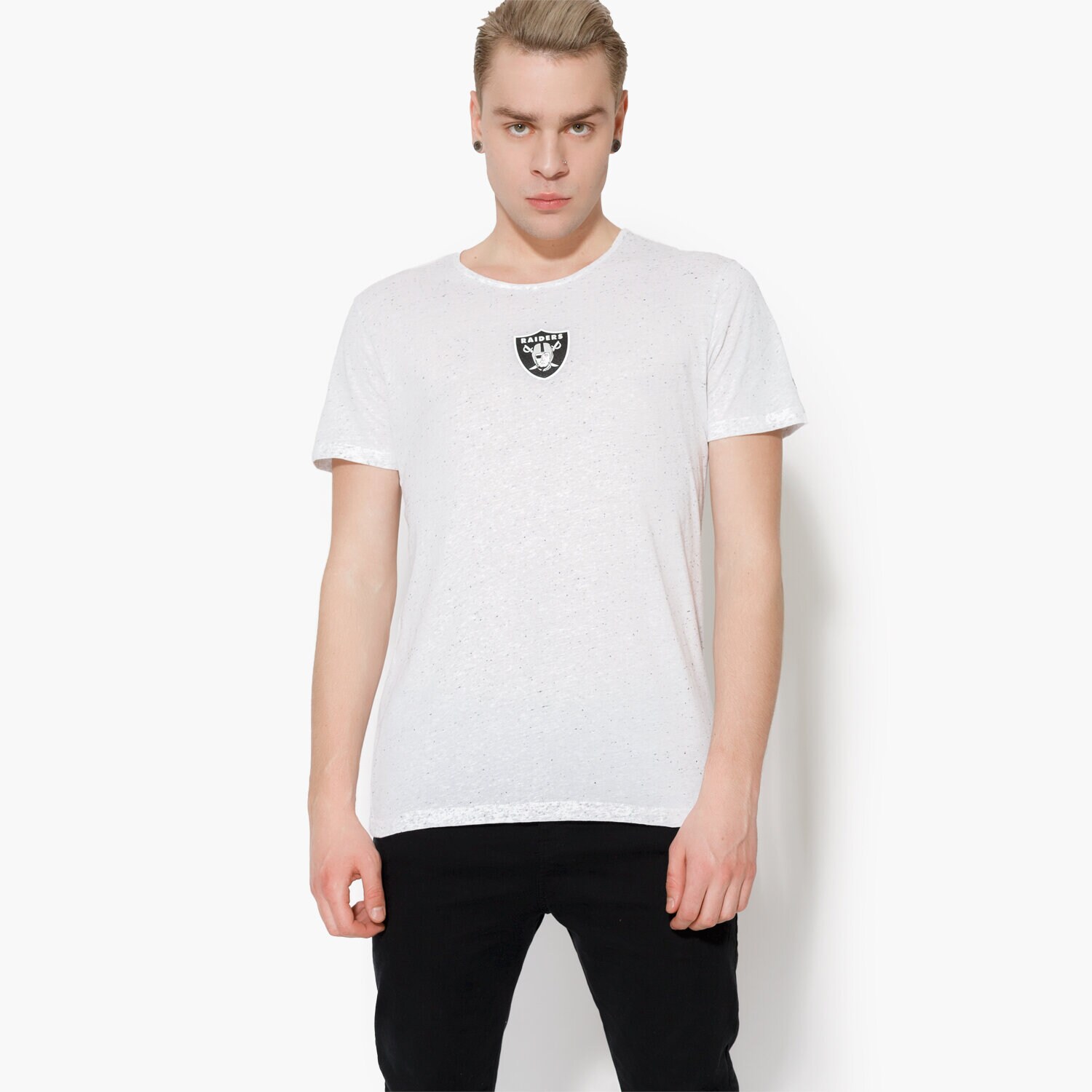 Koszulka, t-shirt sportowy męski NEW ERA KOSZULKA CONCRETE TEE OAK RAIDERS WHT 11372546 BEŻOWY