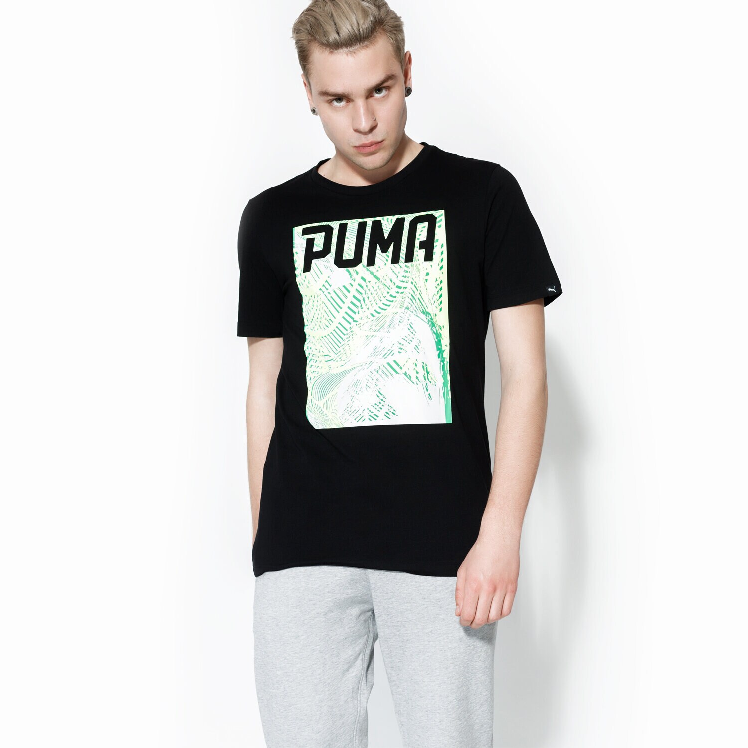 Koszulka, t-shirt sportowy męski PUMA T-SHIRT SS DYNAMO TEE 59093401 CZARNY