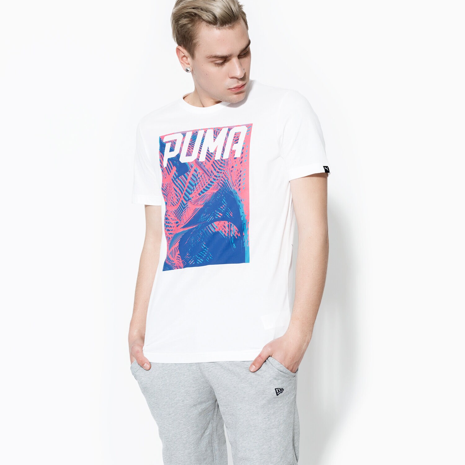 Koszulka, t-shirt sportowy męski PUMA T-SHIRT SS DYNAMO TEE 59093402 BIAŁY