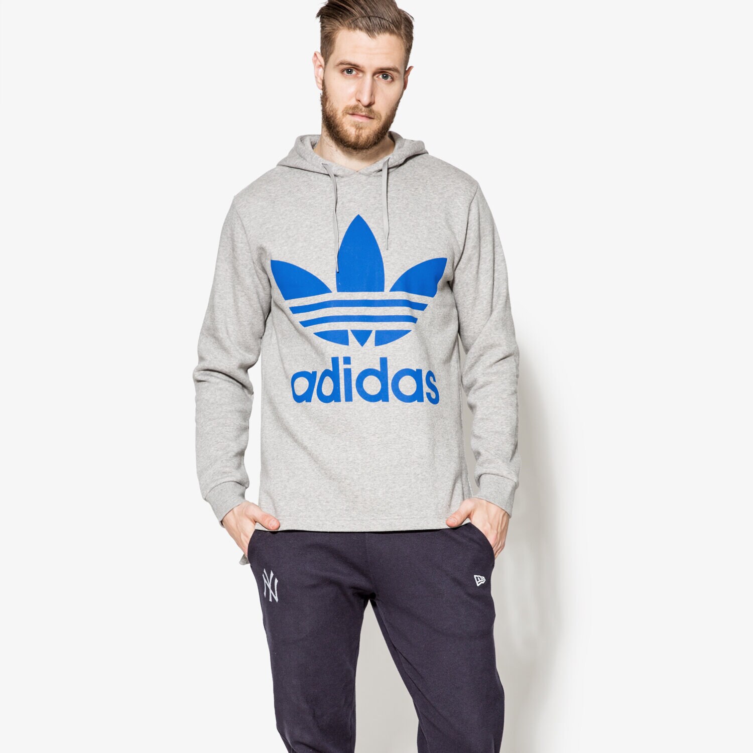 Bluza męska ADIDAS BLUZA NYC BLOCK HOODY BP8964 SZARY