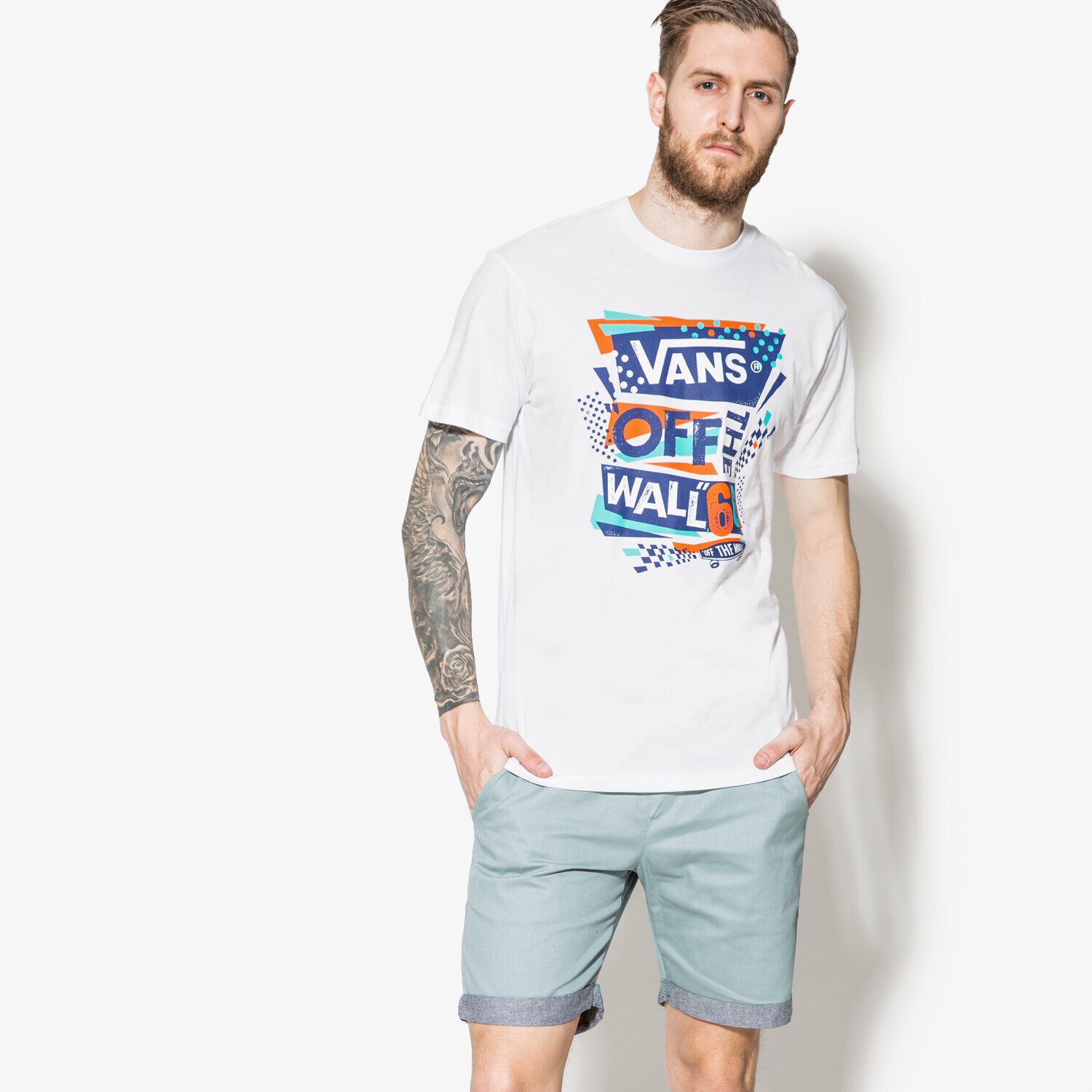 Koszulka, t-shirt sportowy męski VANS T-SHIRT SS STENCILED II V00WBZM7A BIAŁY