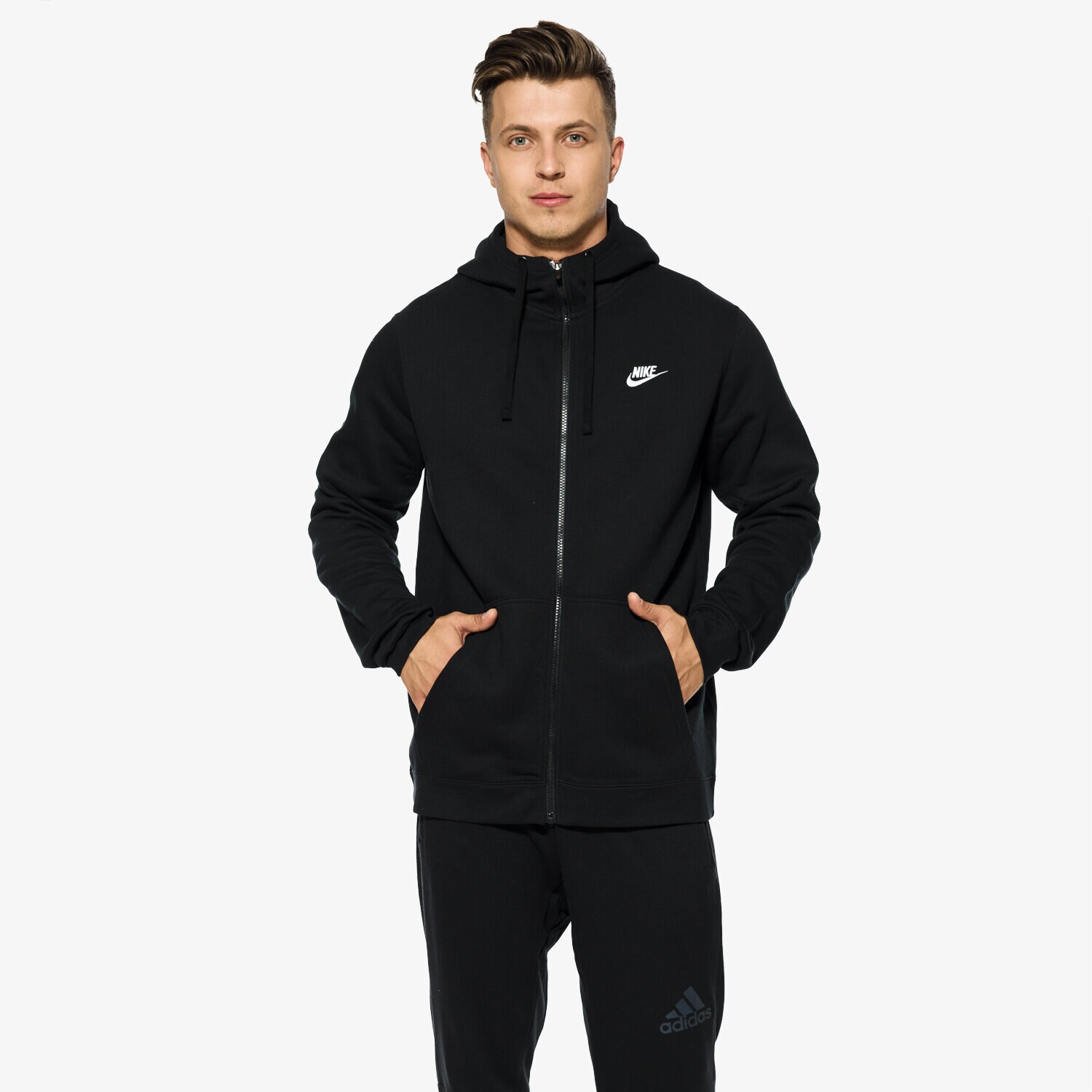 Bluza męska NIKE BLUZA M NSW HOODIE FZ FLC 804389010 CZARNY