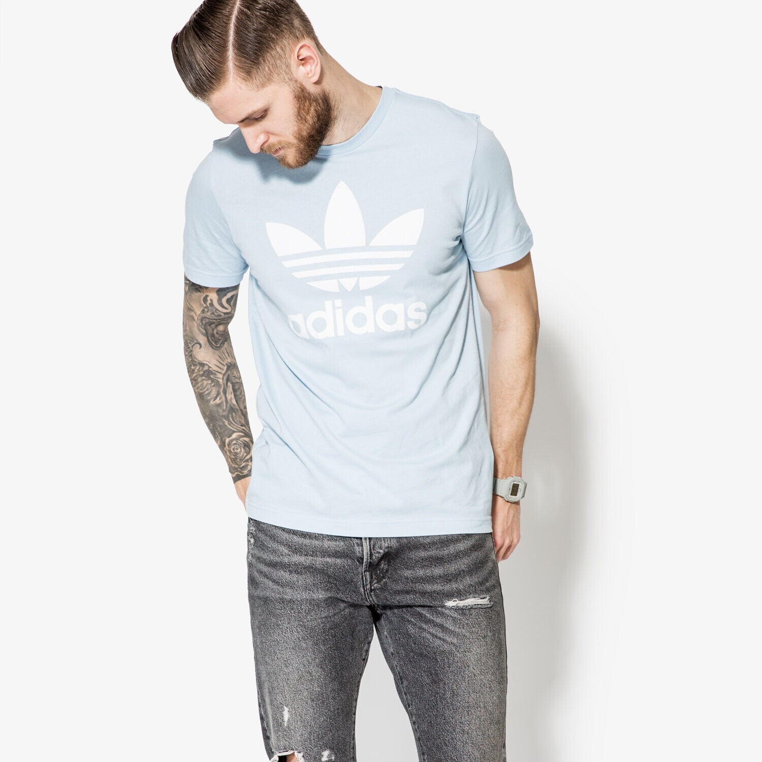 Koszulka, t-shirt sportowy męski ADIDAS T-SHIRT SS ORIG TREFOIL BQ5392 NIEBIESKI