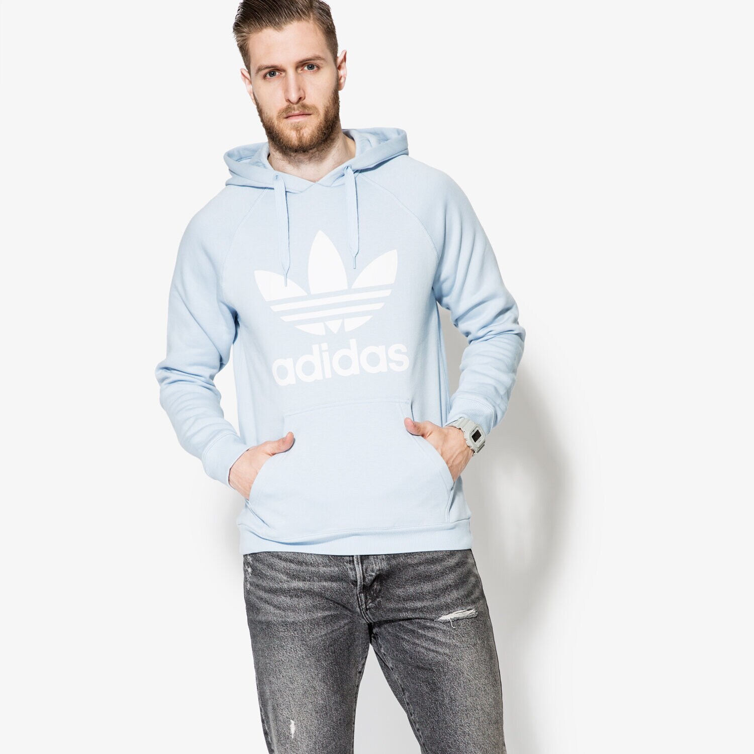 Bluza męska ADIDAS BLUZA ORIG 3FOIL HOOD BQ5410 NIEBIESKI