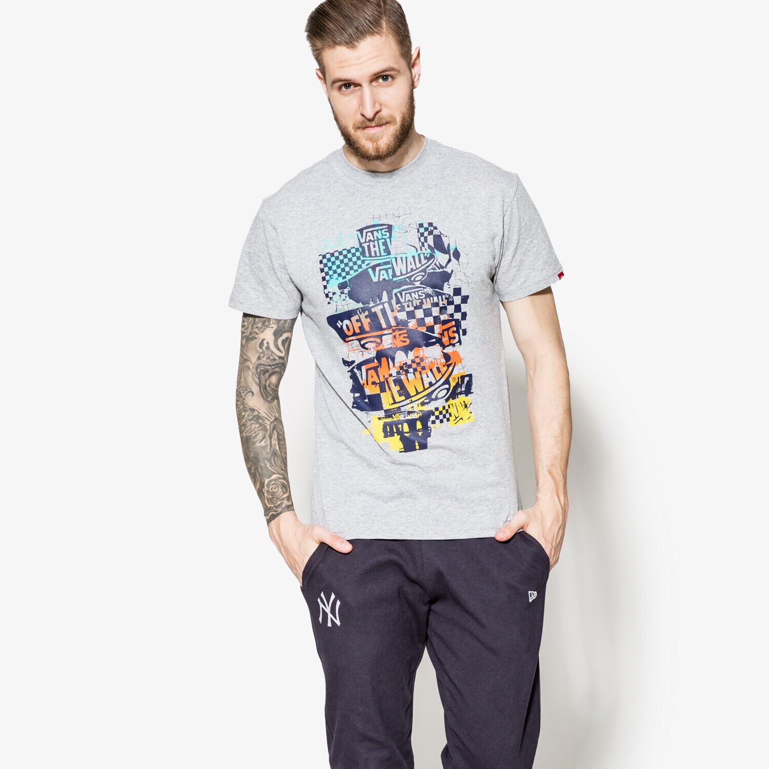 Koszulka, t-shirt sportowy męski VANS T-SHIRT SS OTW CHECKER BLASTER V00O7QKTD SZARY