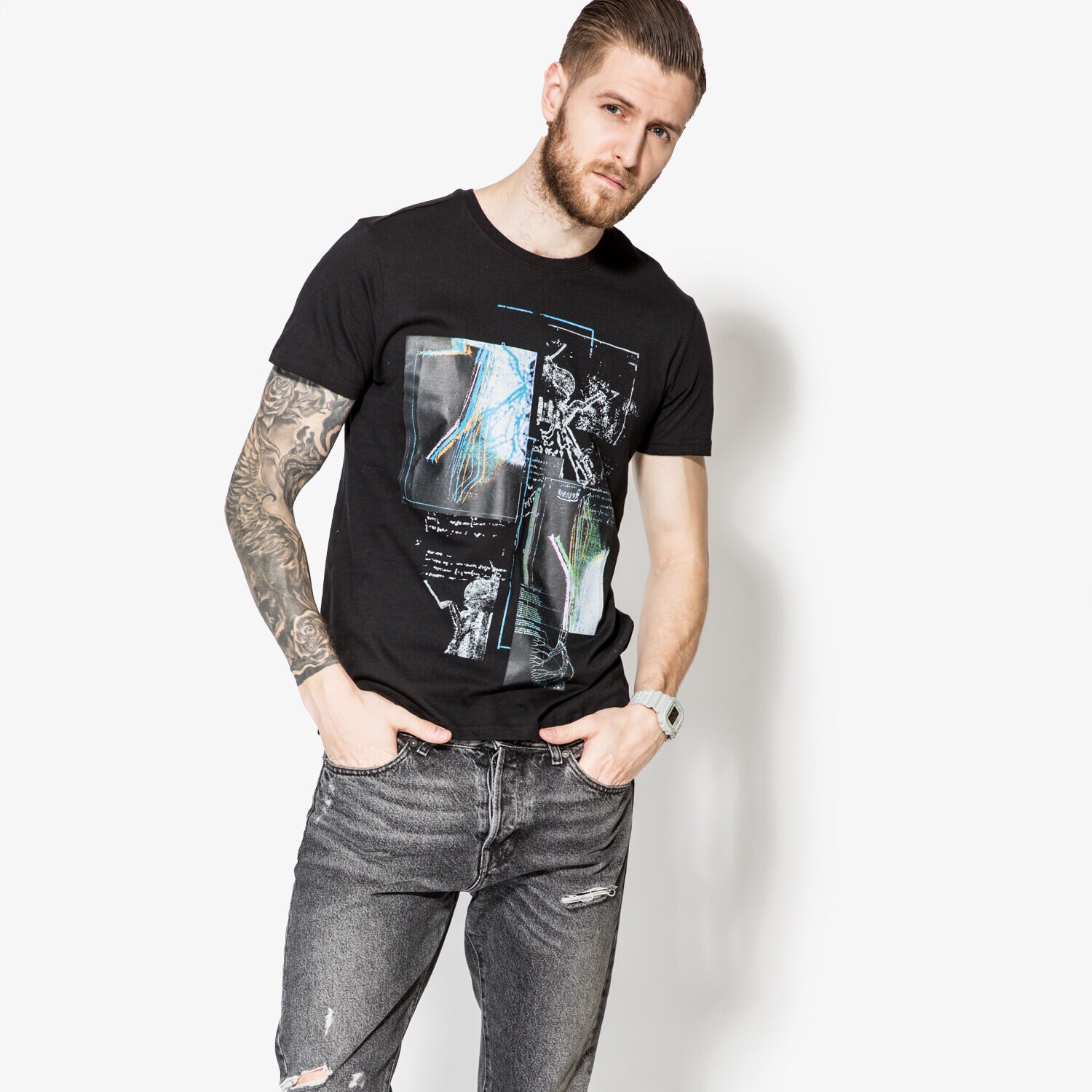 Koszulka, t-shirt sportowy męski CONFRONT T-SHIRT SS VOLARE CF17TSM85001 CZARNY