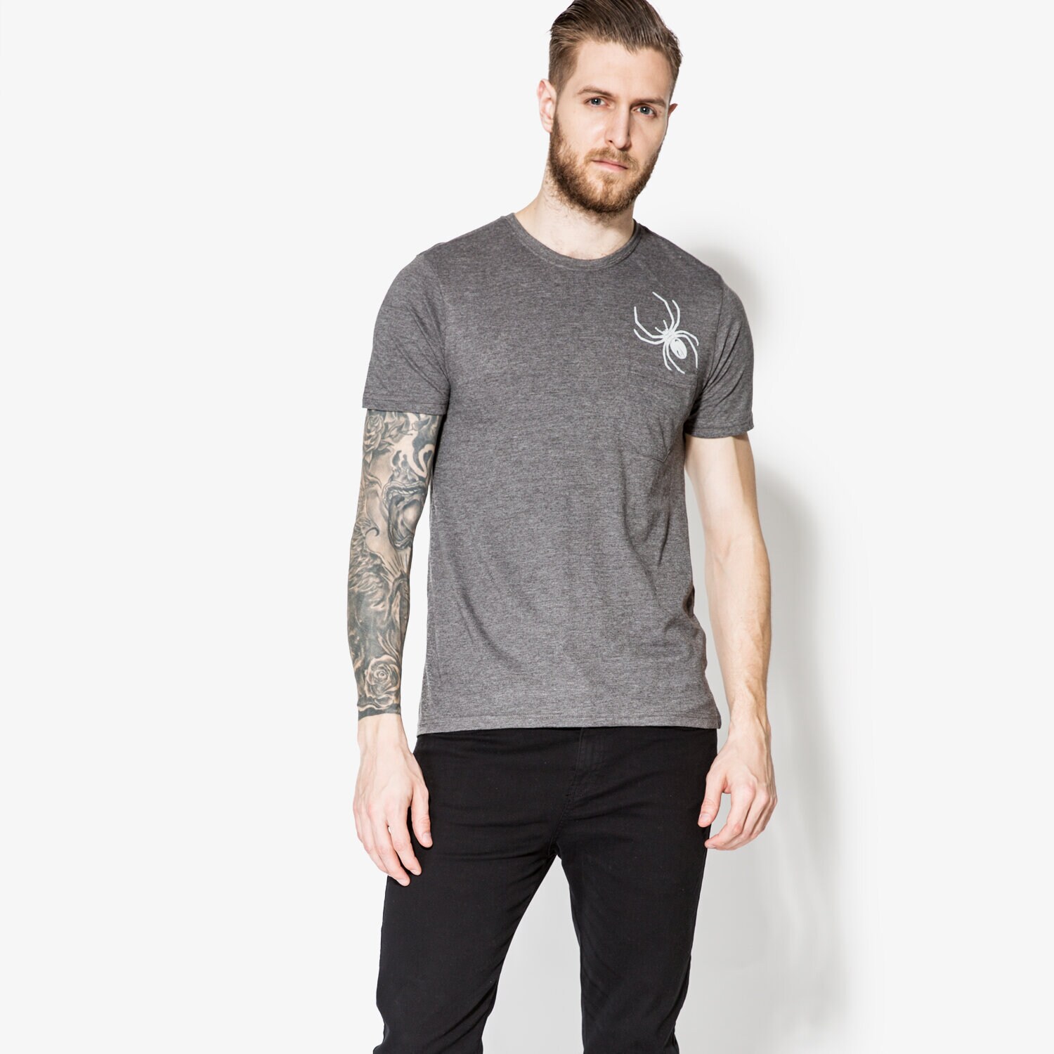 Koszulka, t-shirt sportowy męski CONFRONT T-SHIRT SS SPIDER CF17TSM86001 SZARY