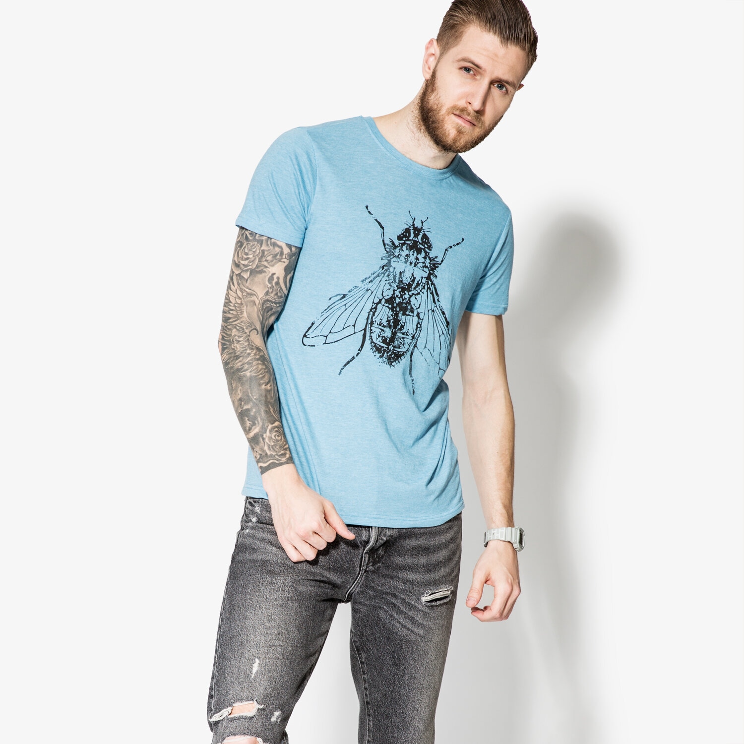Koszulka, t-shirt sportowy męski CONFRONT T-SHIRT SS INSECTO CF17TSM88001 NIEBIESKI