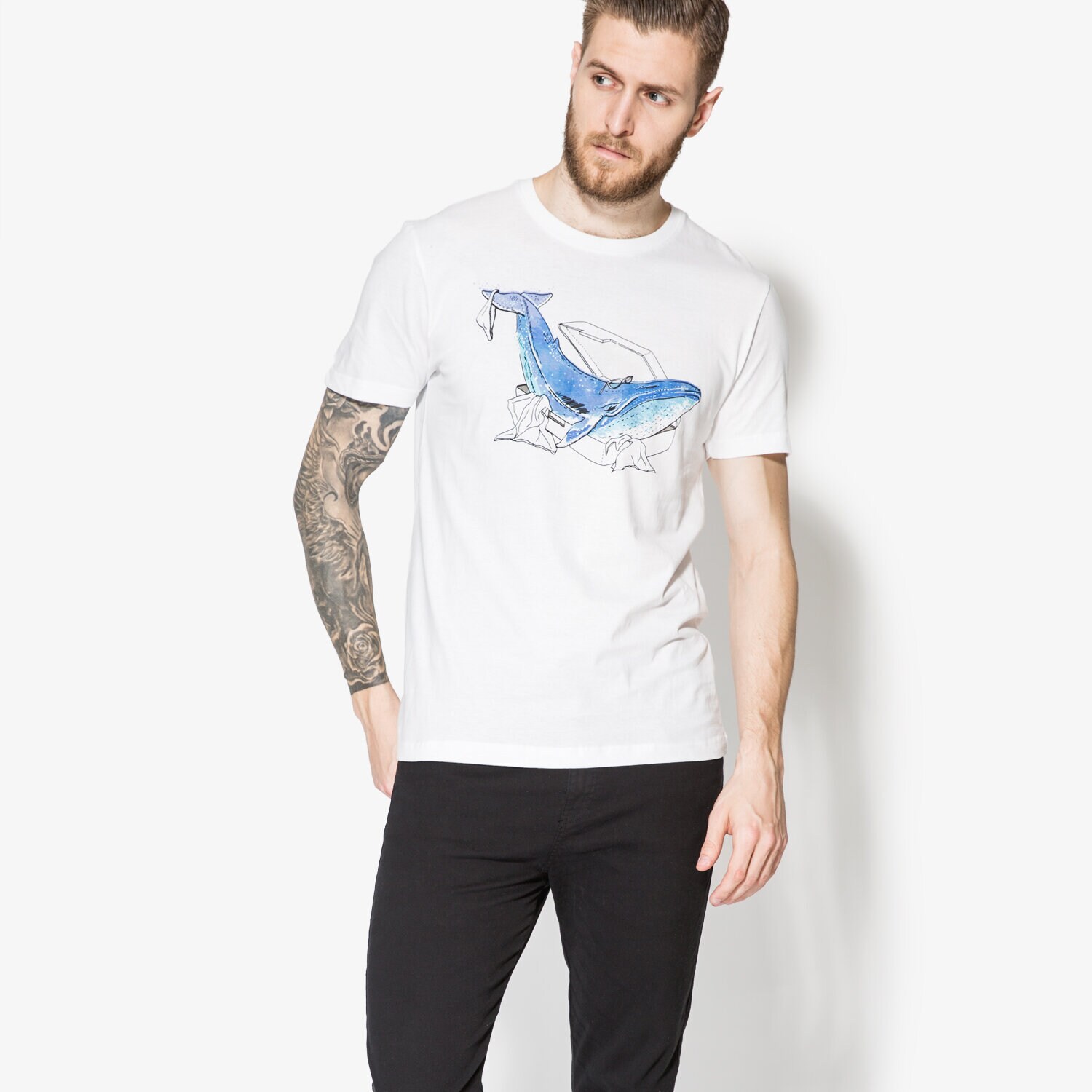 Koszulka, t-shirt sportowy męski CONFRONT T-SHIRT SS WHALE CF17TSM42001 BIAŁY