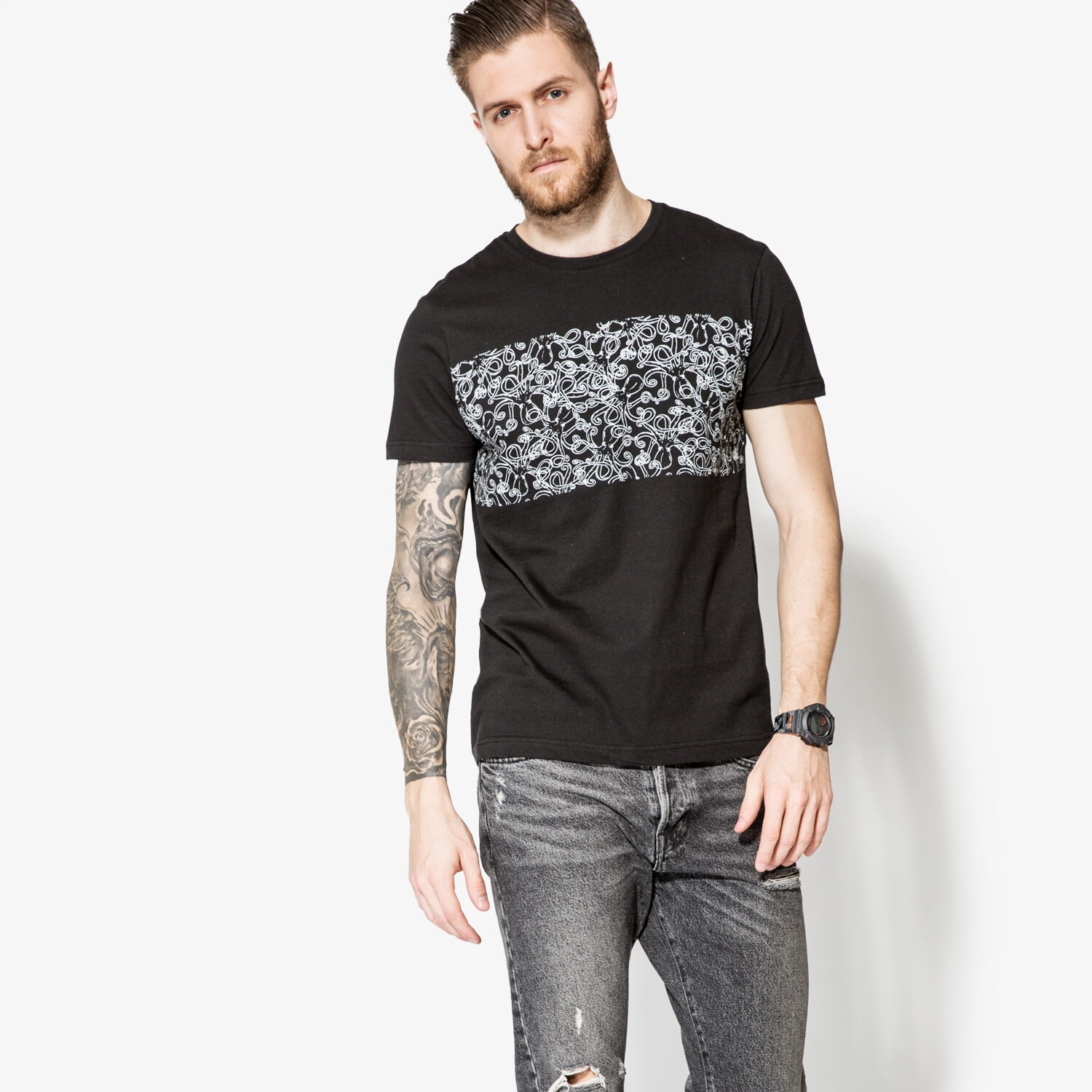 Koszulka, t-shirt sportowy męski CONFRONT T-SHIRT SS OCTO CF17TSM73001 CZARNY