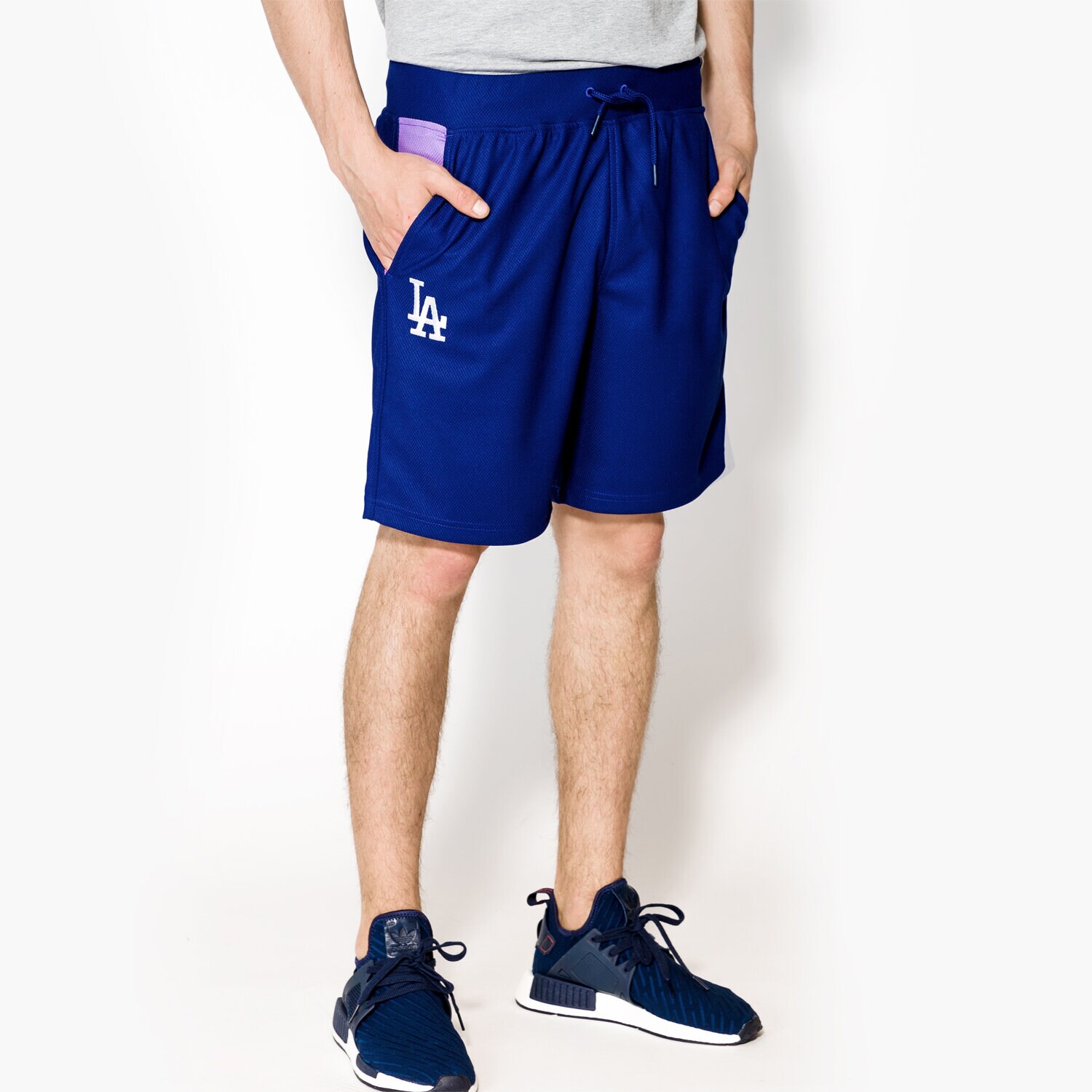 Krótkie spodenki, szorty męskie NEW ERA SPODENKI WEST COAST LA DODGERS DRY 11409748 GRANATOWY