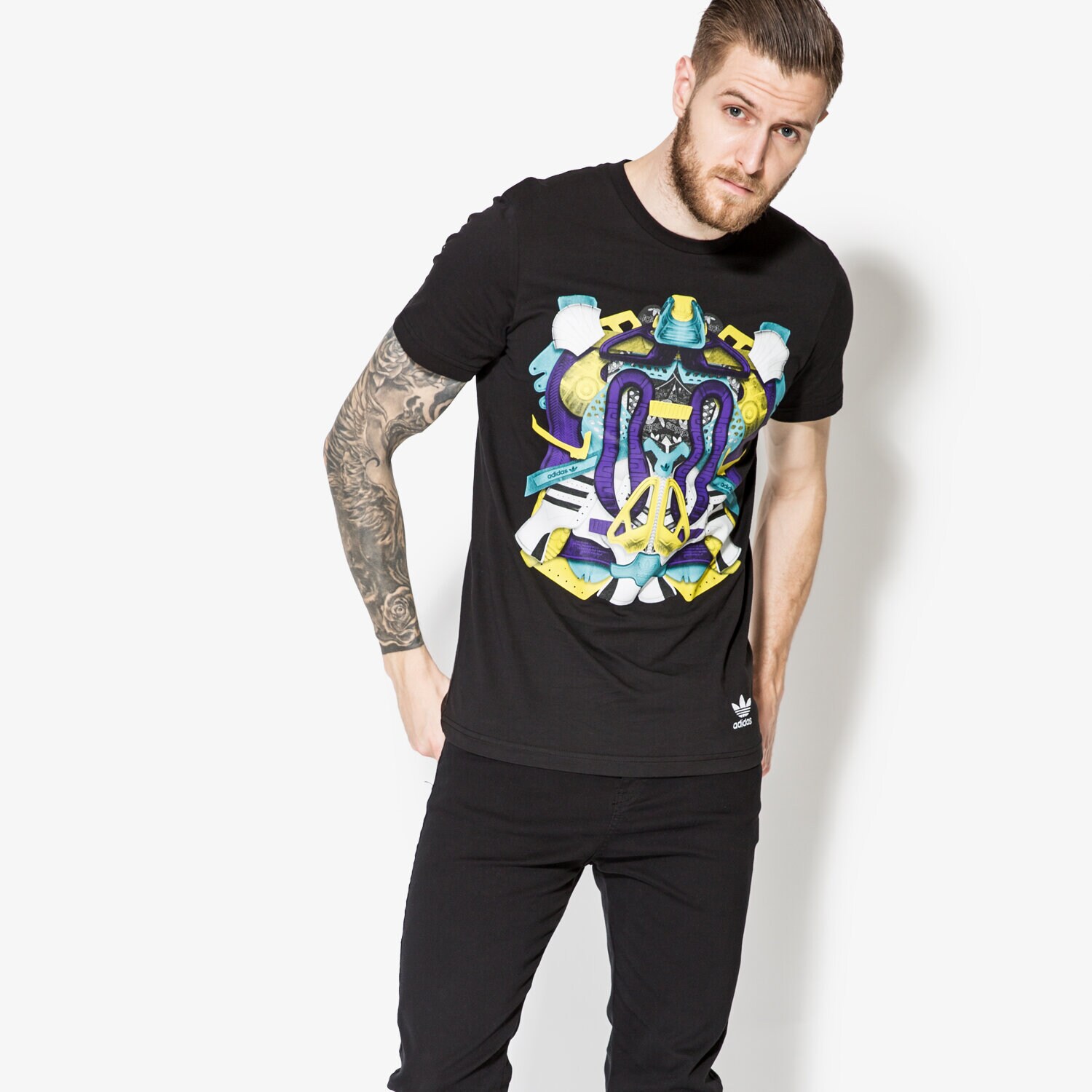 Koszulka, t-shirt sportowy męski ADIDAS T-SHIRT SS MONTAGE TEE BK7602 CZARNY