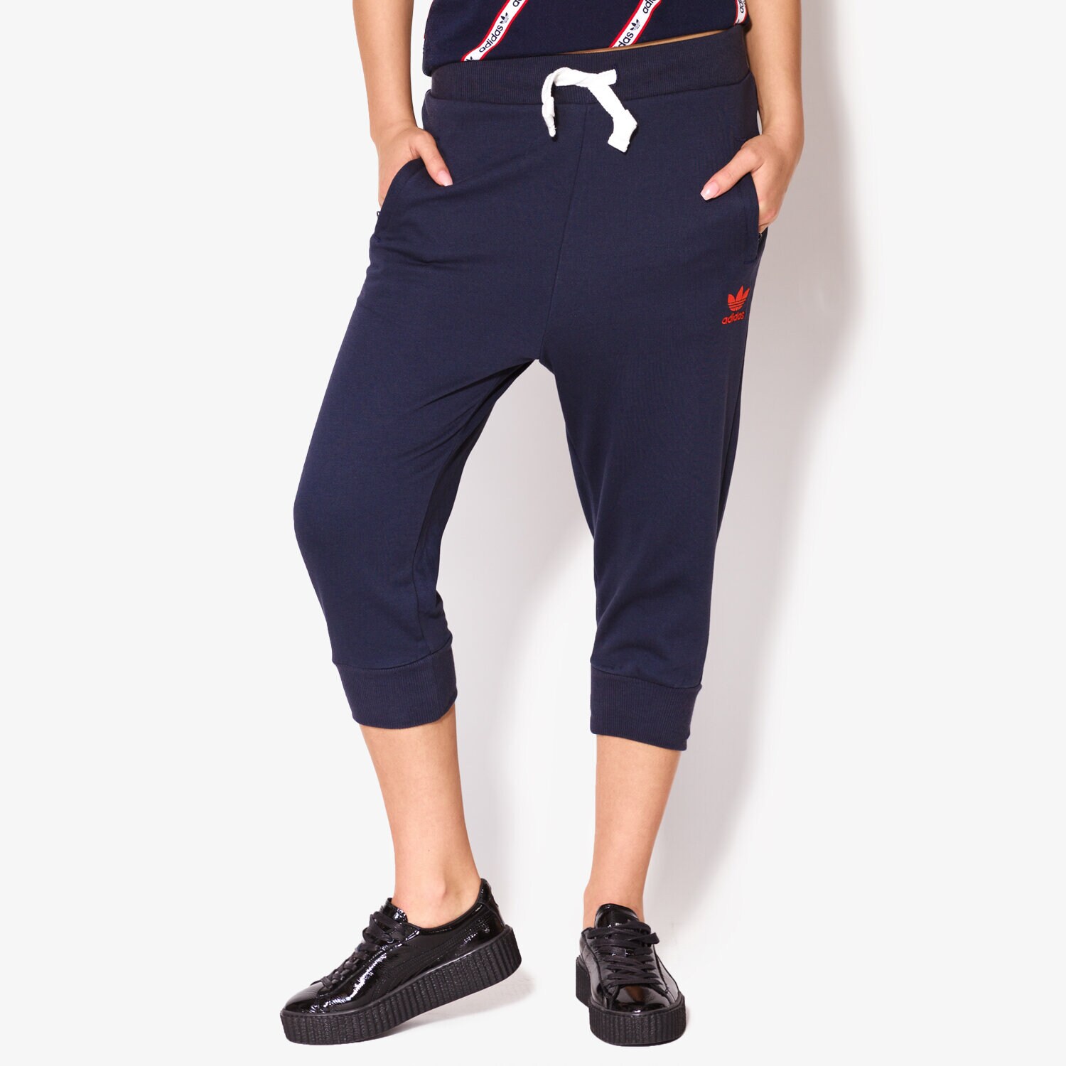Spodnie sportowe damskie ADIDAS SPODNIE 3/4 TRACKPANT BK5828 GRANATOWY