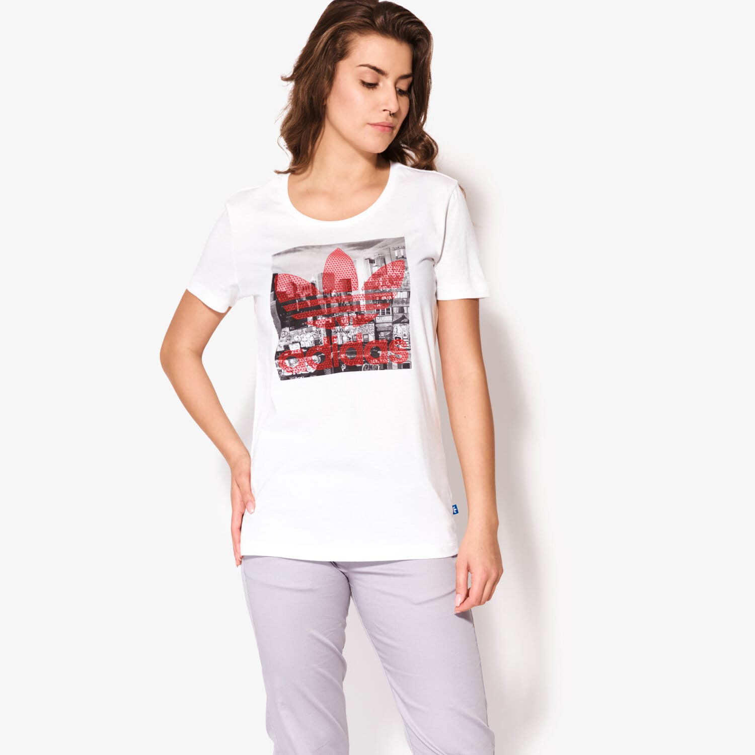Koszulka, t-shirt damski ADIDAS T-SHIRT SS TREFOIL TEE BK2346 BIAŁY