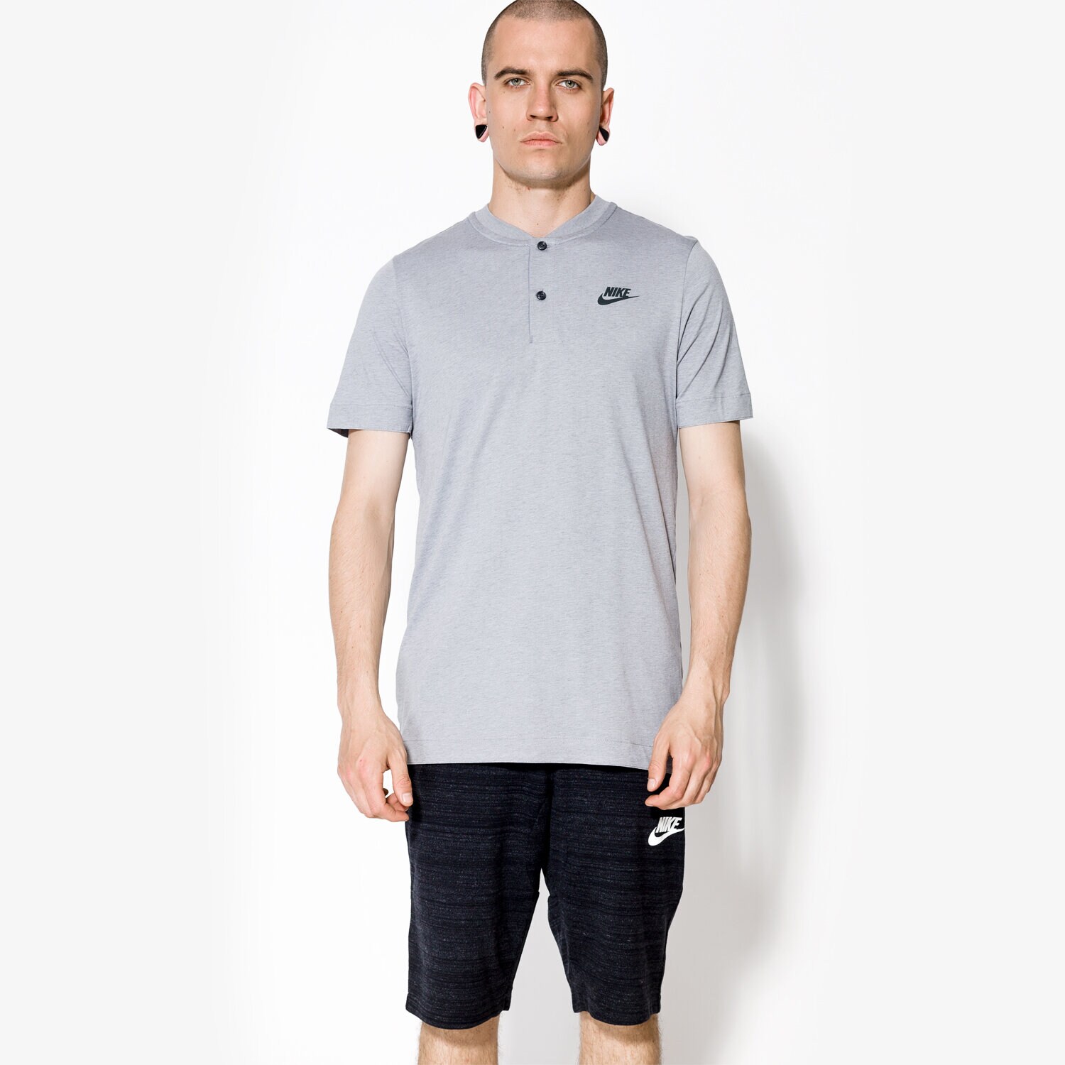 Koszulka, t-shirt sportowy męski NIKE POLO POLO KNT SU 834358005 SZARY