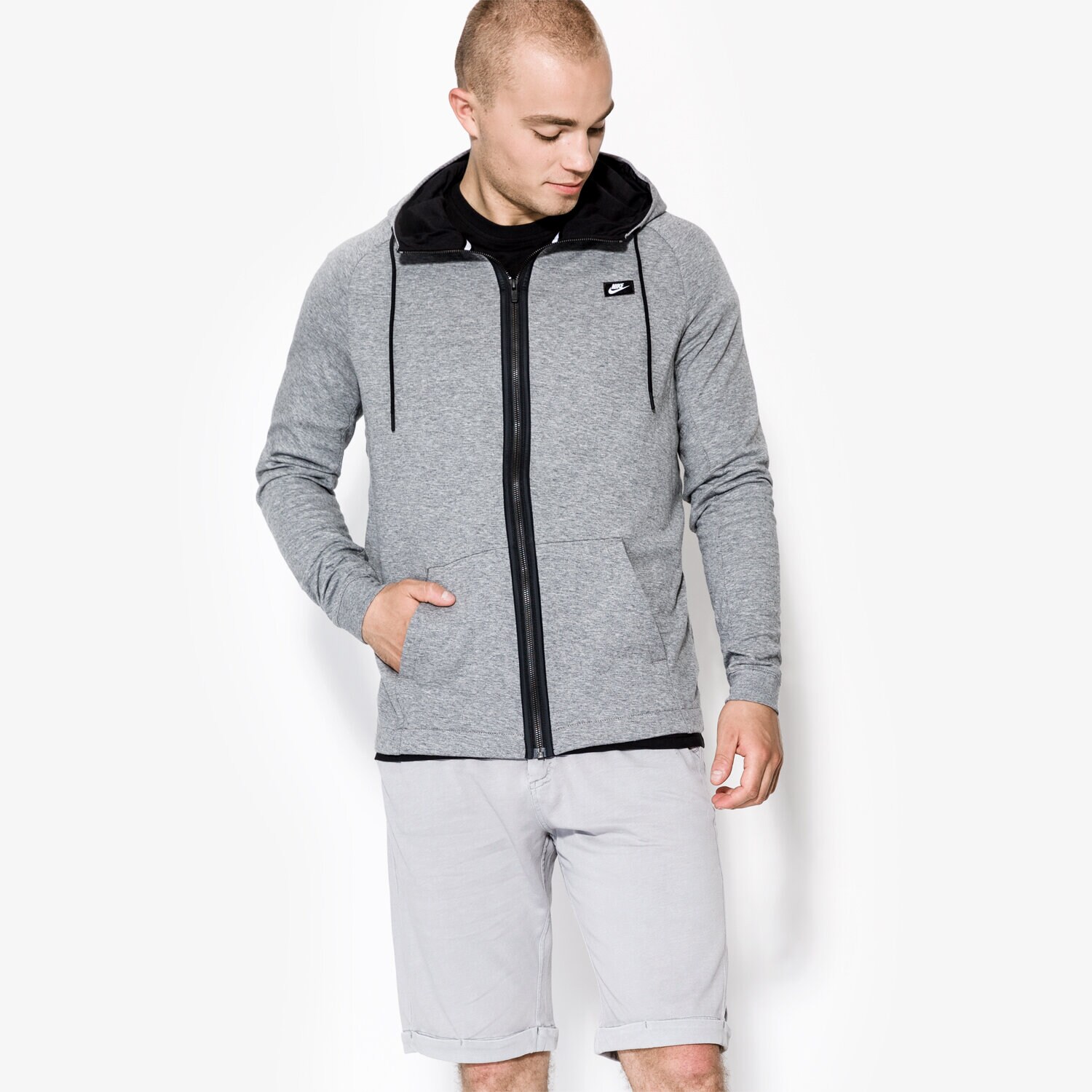 Bluza męska NIKE BLUZA MDRN HOODIE FZ LT WT 832166091 SZARY