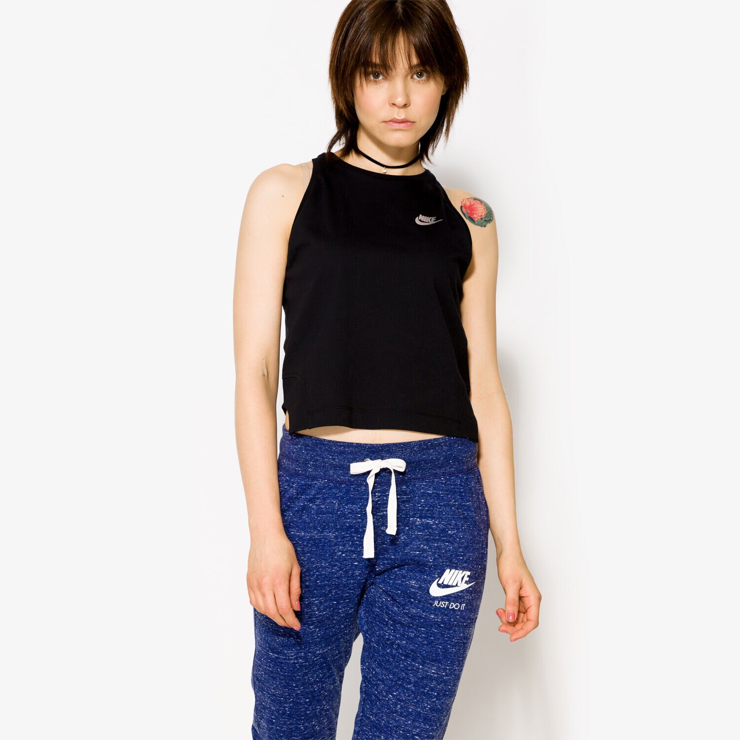 Koszulka, t-shirt damski NIKE TANK W NSW TANK CROP HOLOGRAM 886259010 SZARY