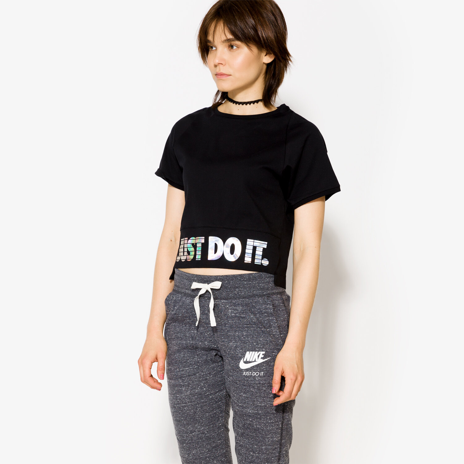 Koszulka, t-shirt damski NIKE T-SHIRT SS W NSW TOP SS HOLOGRAM 886263010 BIAŁY