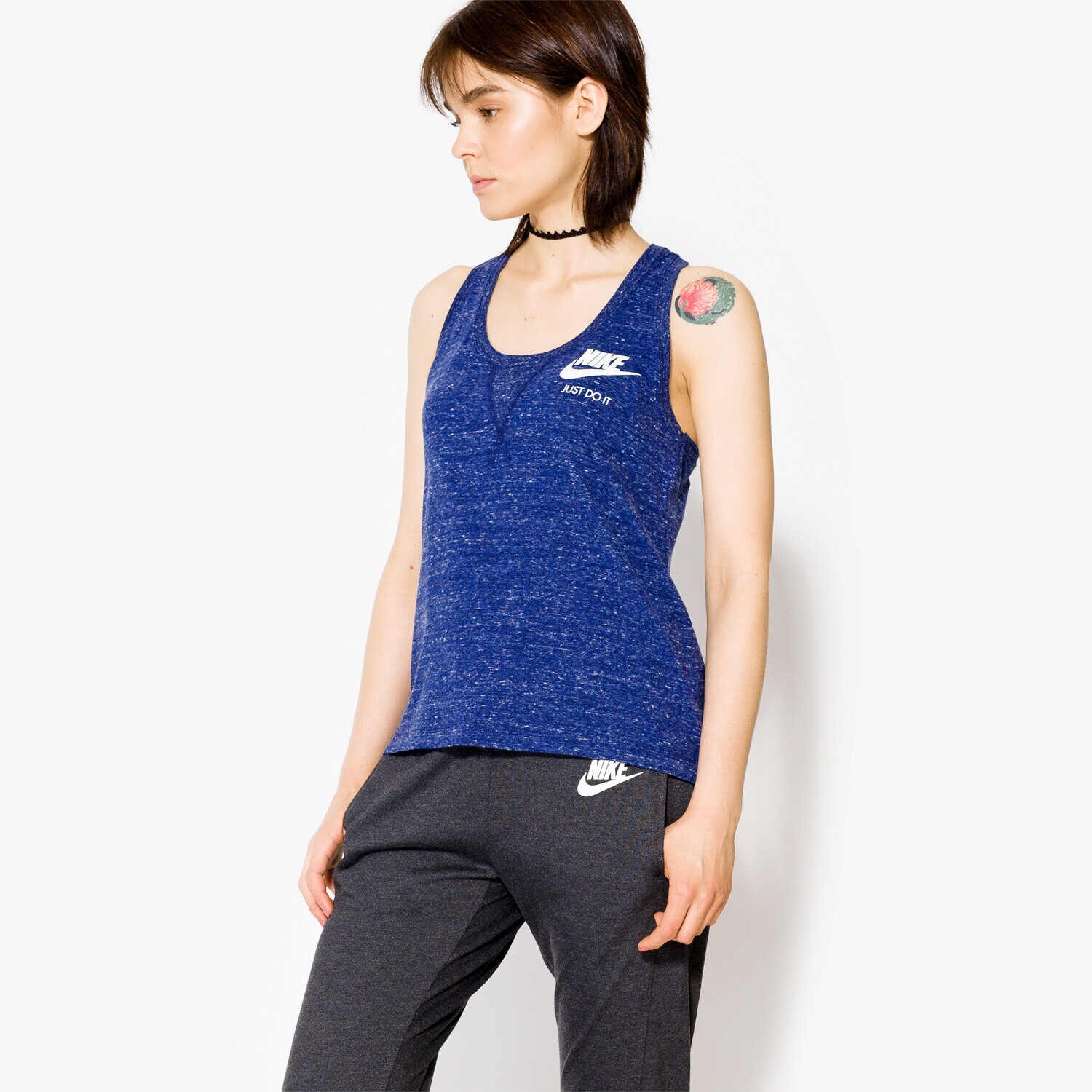 Koszulka, t-shirt damski NIKE TANK W NSW GYM VNTG TANK 883735429 GRANATOWY