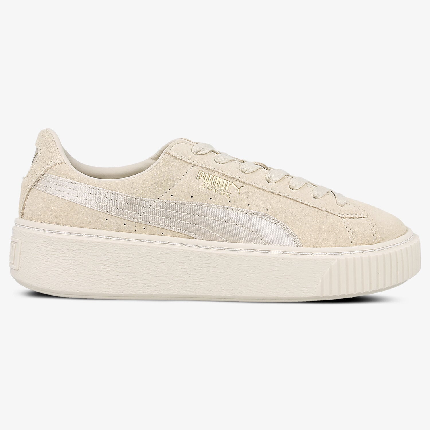 Buty sneakersy damskie PUMA SUEDE PLATFORM SATIN 36582802 BEŻOWY