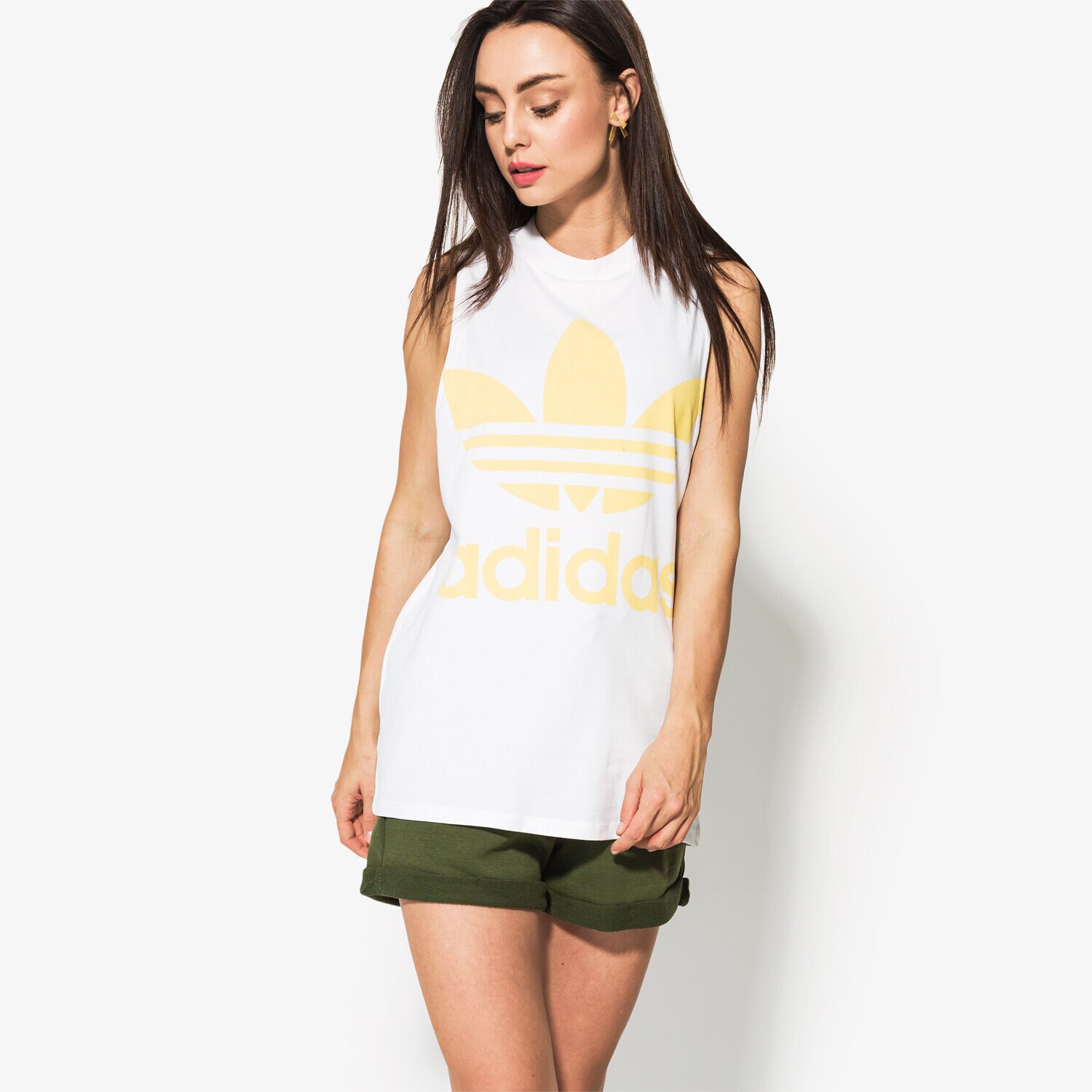 Koszulka, t-shirt damski ADIDAS TANK TREFOIL TANK CE5582 BIAŁY