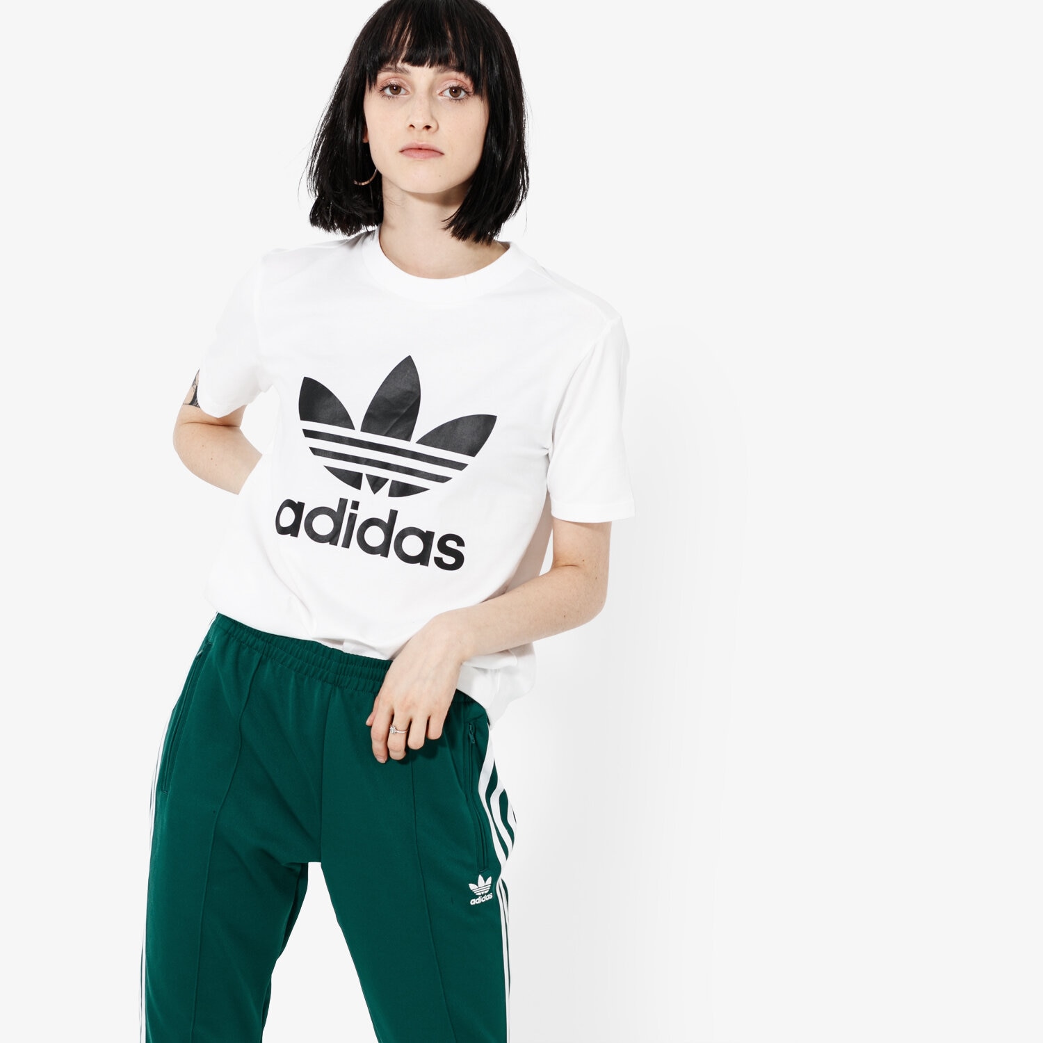 Koszulka, t-shirt damski ADIDAS T-SHIRT SS TREFOIL TEE ADICOLOR CV9889 BIAŁY