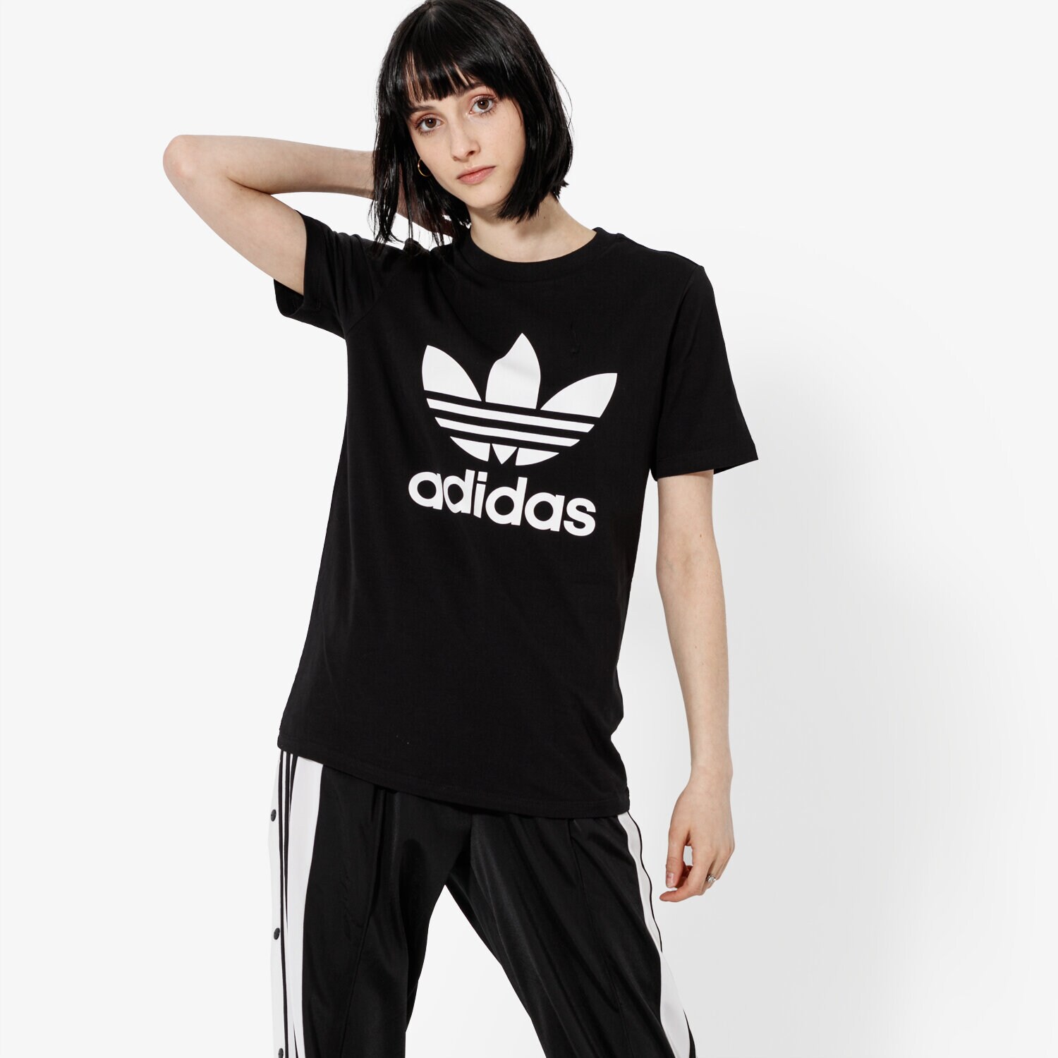 Koszulka, t-shirt damski ADIDAS T-SHIRT SS TREFOIL TEE ADICOLOR CV9888 CZARNY