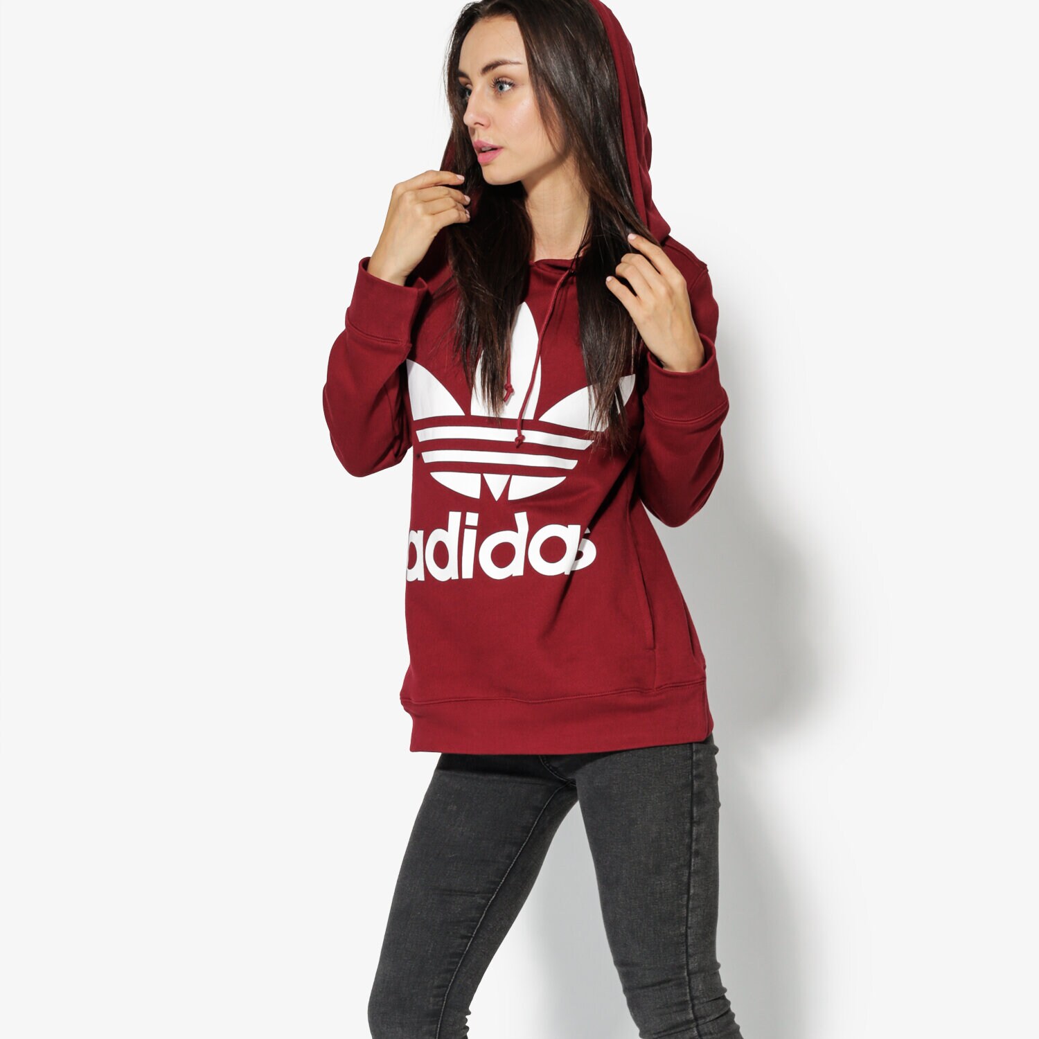 Bluza damska ADIDAS BLUZA TREFOIL HOODIE CE2409 BORDOWY