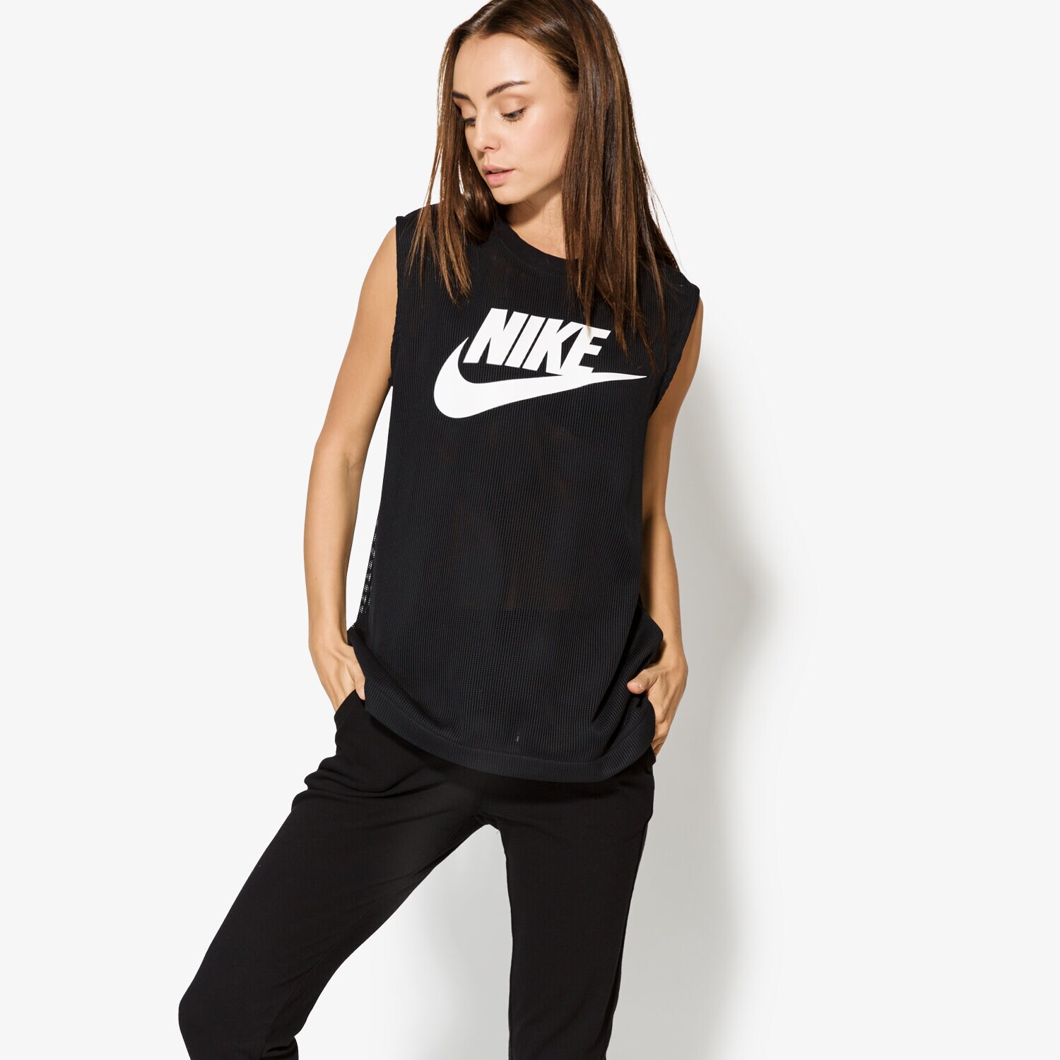 Koszulka, t-shirt damski NIKE TANK W NSW TANK MESH 868255010 CZARNY