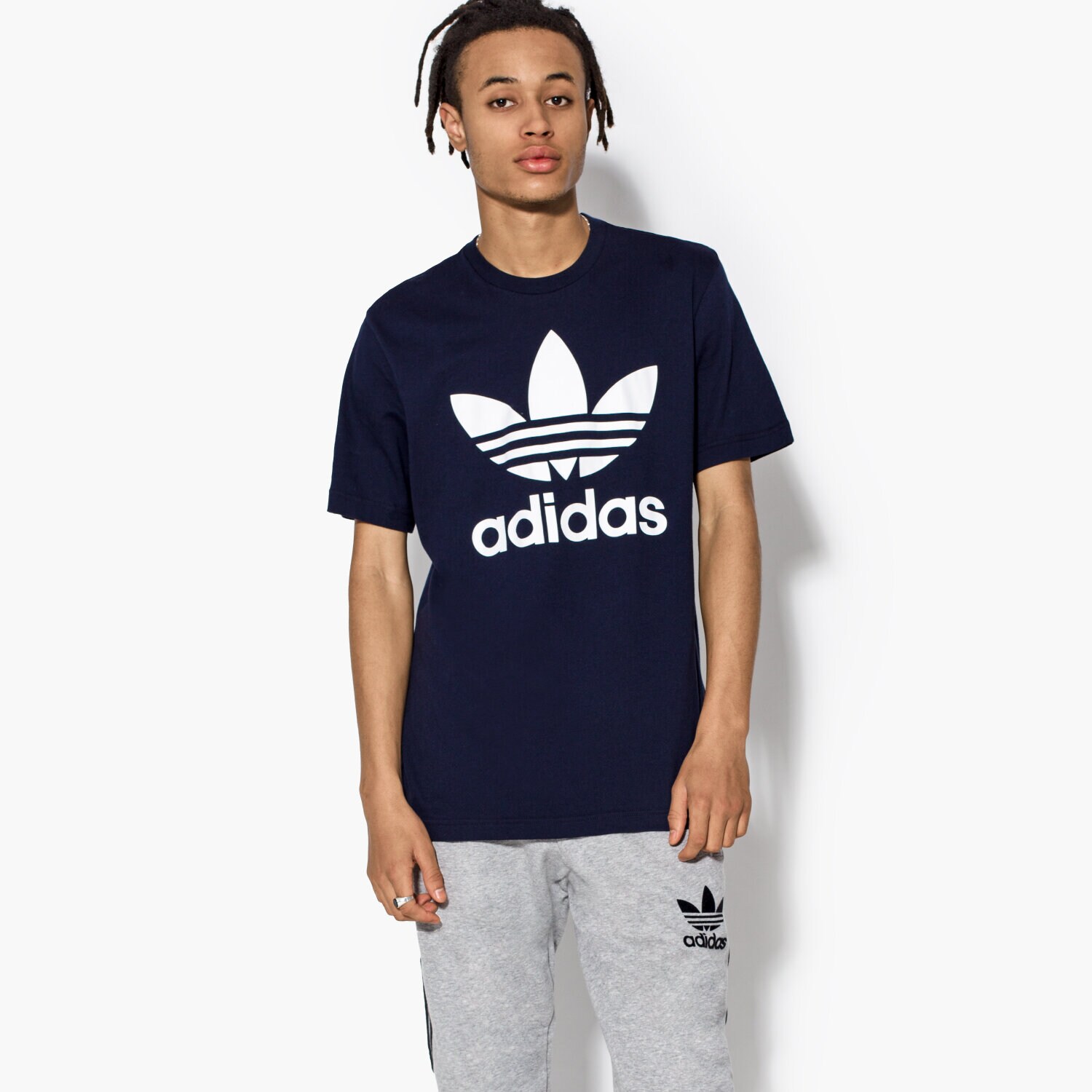 Koszulka, t-shirt sportowy męski ADIDAS T-SHIRT SS ORIG TREFOIL BQ7940 GRANATOWY