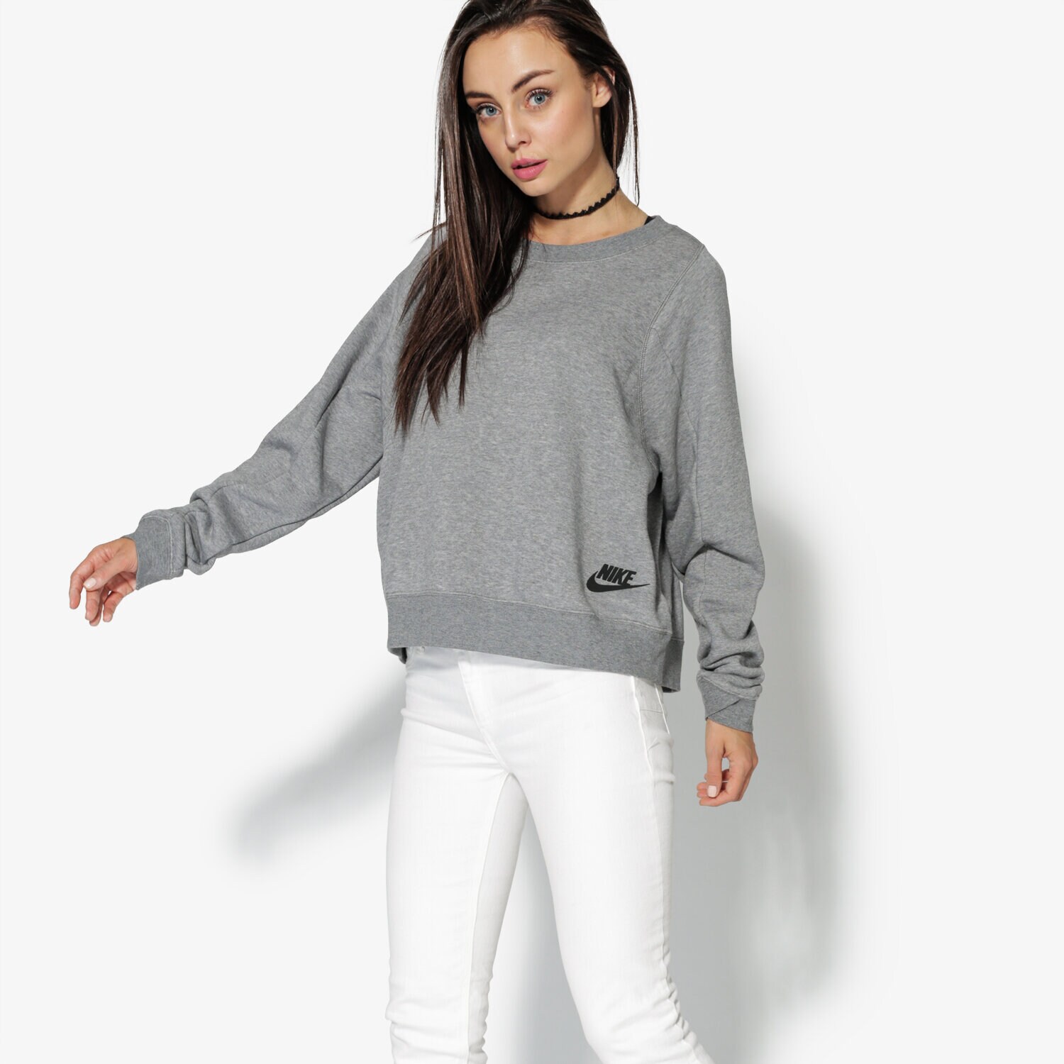Bluza damska NIKE BLUZA W NSW MODERN CREW SSNL 883807-091 SZARY