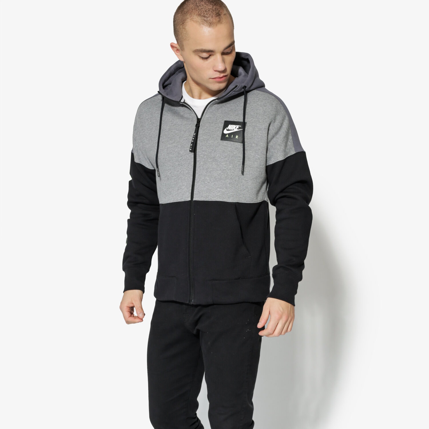 Bluza męska NIKE BLUZA M NSW HOODIE AIR FZ FLC 886044-091 SZARY