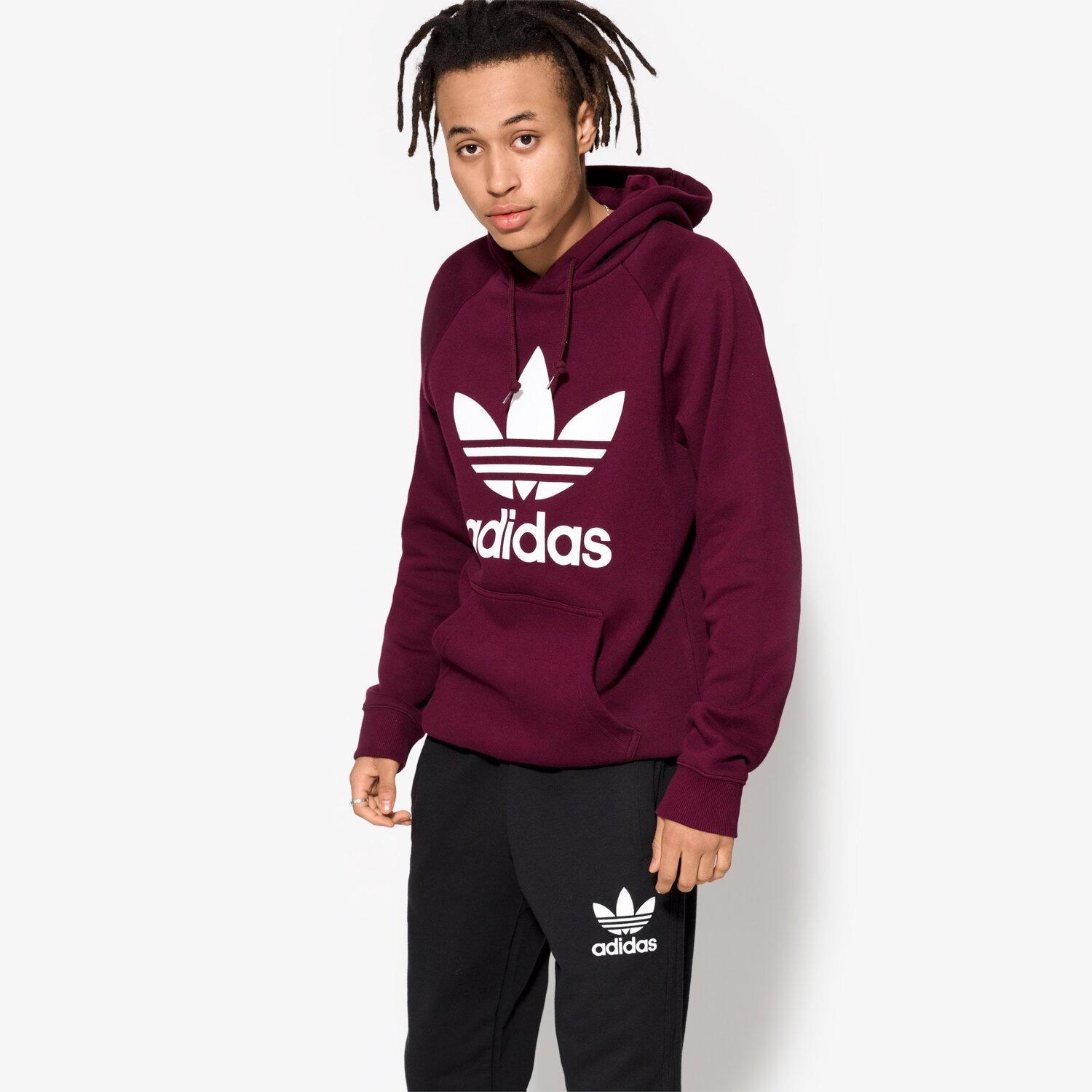 Bluza męska ADIDAS BLUZA TREFOIL HOODY BR4177 BORDOWY