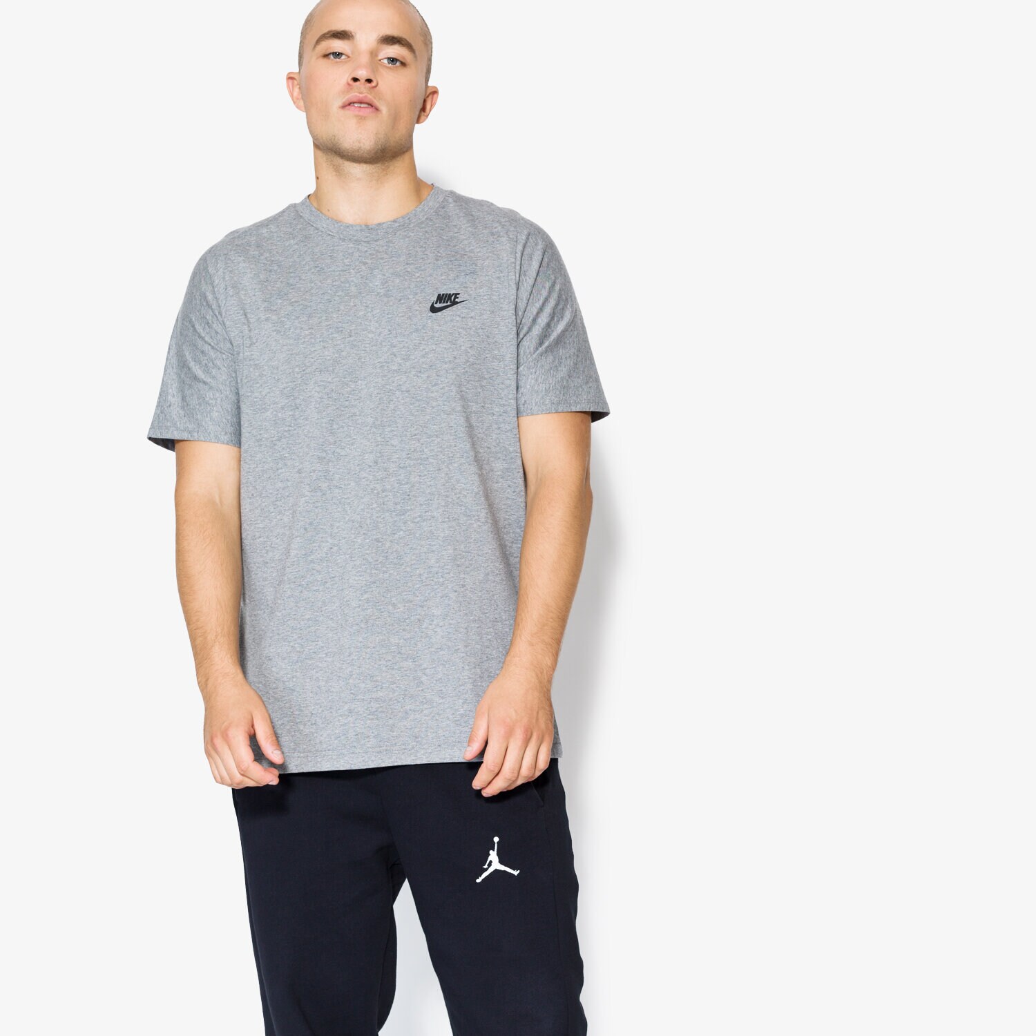 Koszulka, t-shirt sportowy męski NIKE T-SHIRT SS BND TOP SS 861520091 SZARY