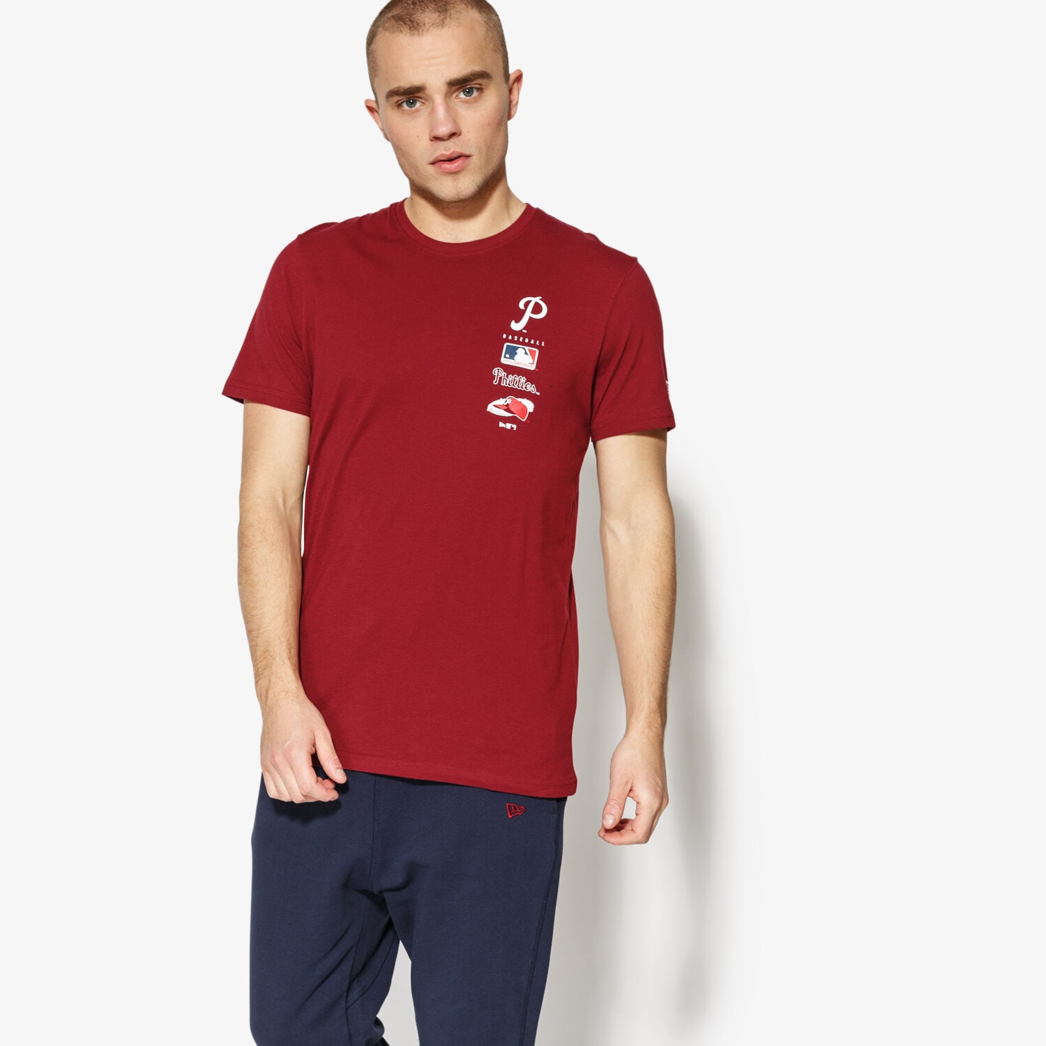 Koszulka, t-shirt sportowy męski NEW ERA T-SHIRT SS MLB LOGO TOWER TEE PHILADELPHIA 11517768 BORDOWY