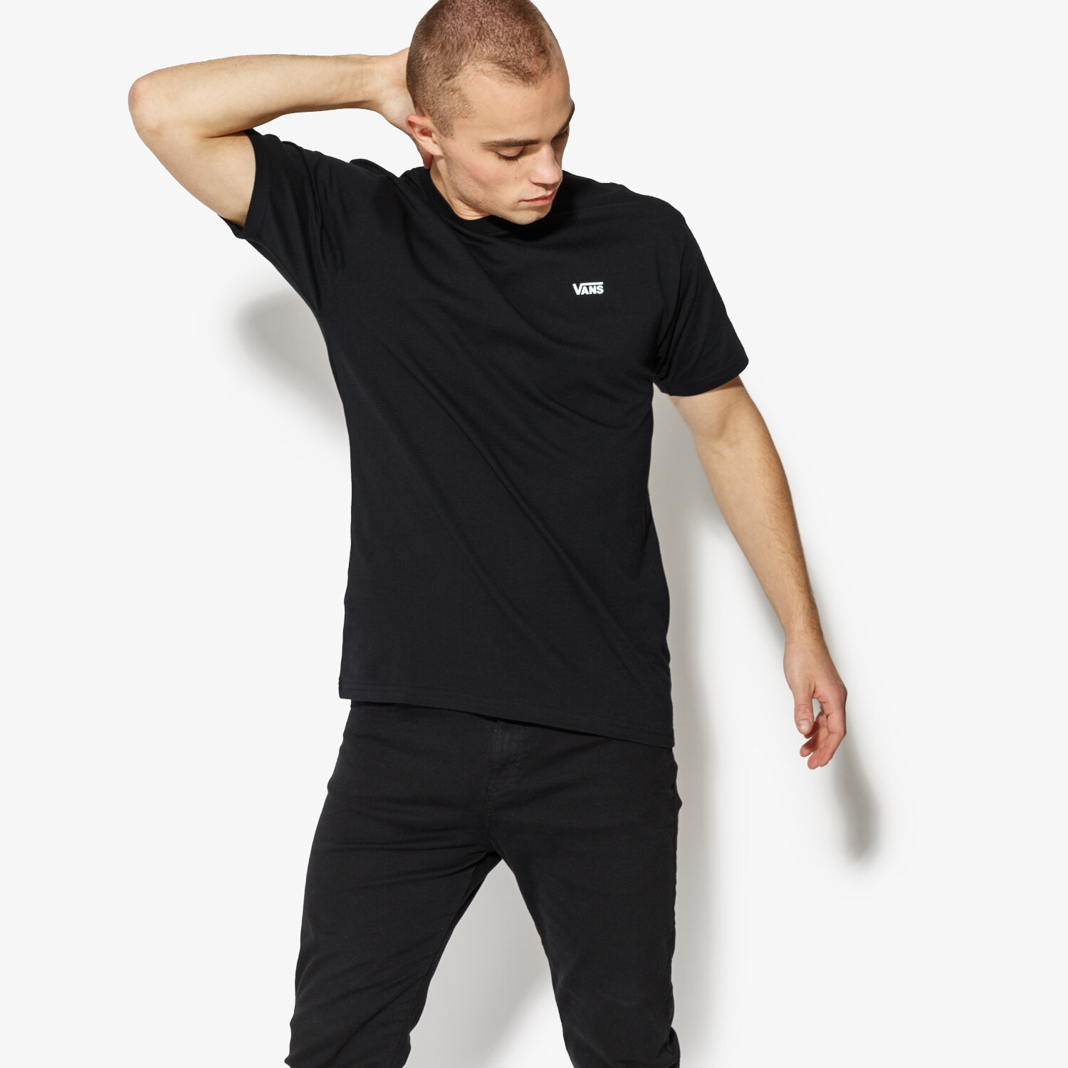 Koszulka, t-shirt sportowy męski VANS T-SHIRT SS LEFT CHEST LOGO TEE VA3CZEBLK VA3CZEBLK CZARNY