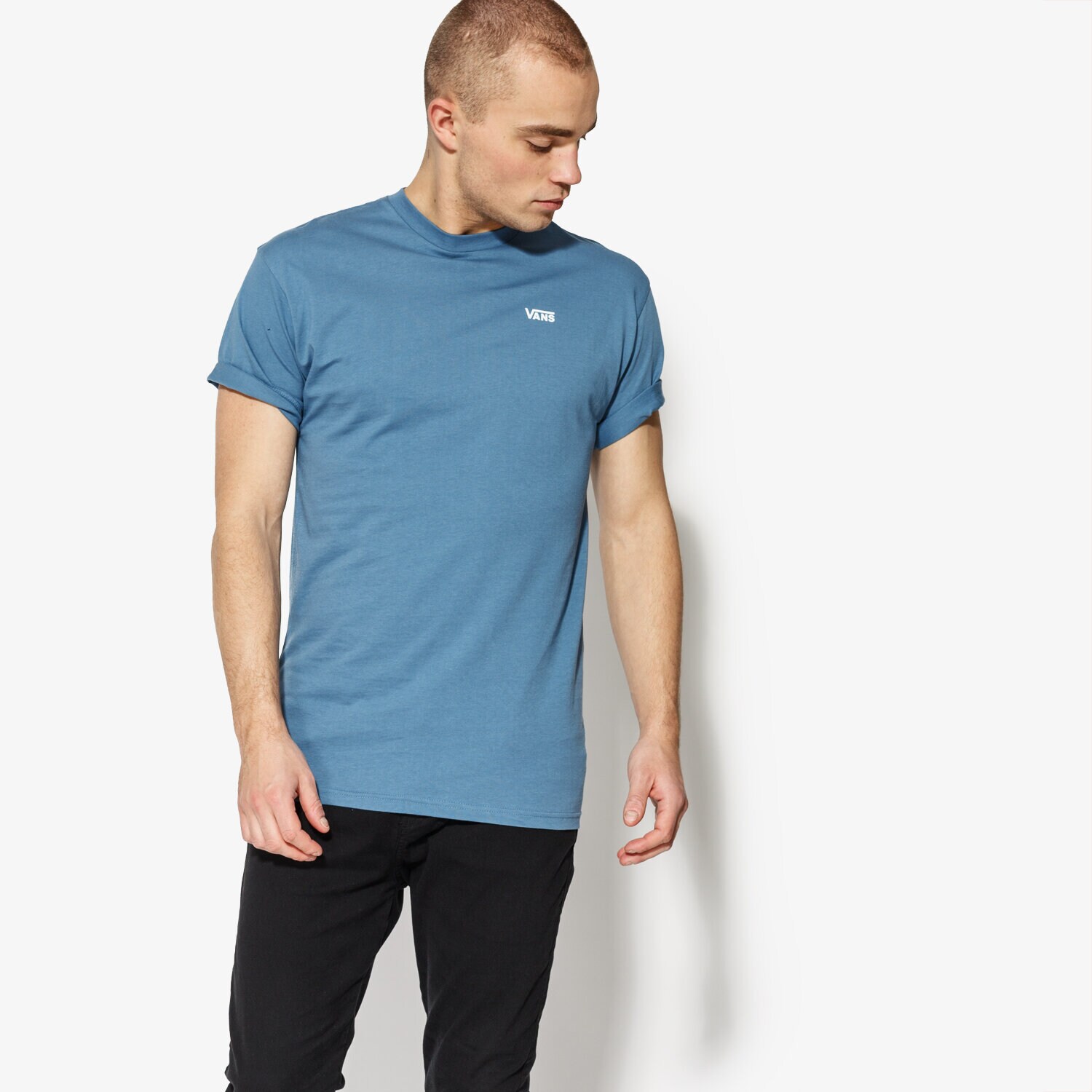 Koszulka, t-shirt sportowy męski VANS T-SHIRT SS LEFT CHEST LOGO TEE VA3CZEP8X VA3CZEP8X NIEBIESKI