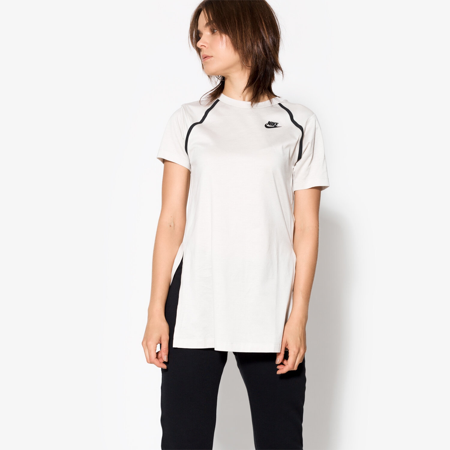 Koszulka, t-shirt damski NIKE T-SHIRT LS TOP SS BND 867689072 BIAŁY