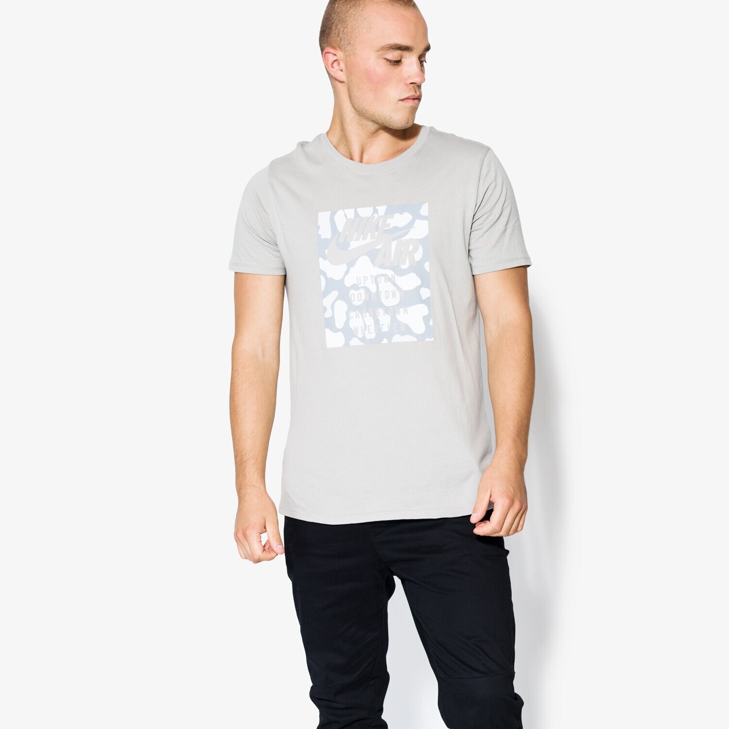 Koszulka, t-shirt sportowy męski NIKE T-SHIRT SS M NSW TEE NK AF1 WHEREEVER AH6957-020 SZARY