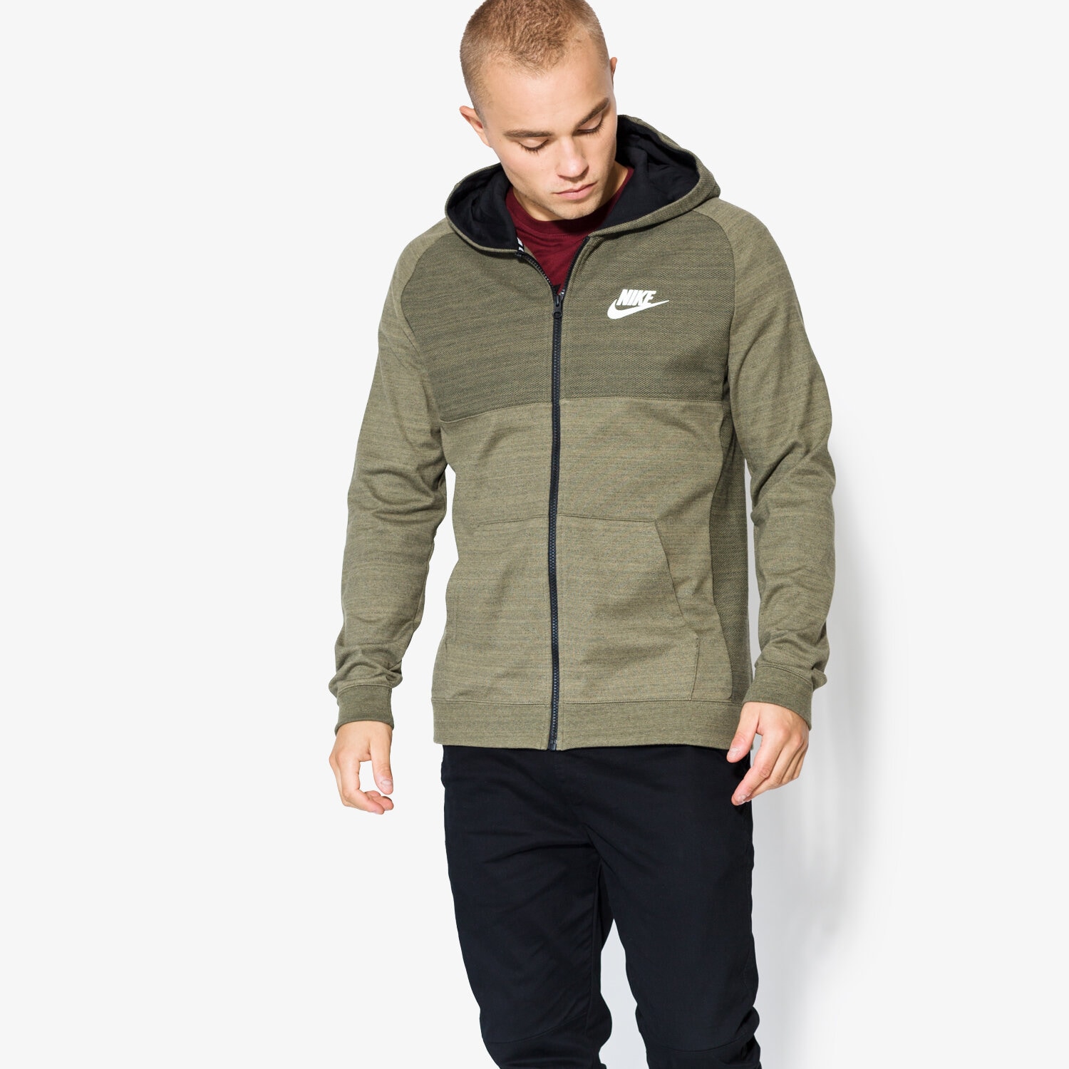 Bluza męska NIKE BLUZA AV15 HOODIE FZ KNIT 883025222 KHAKI