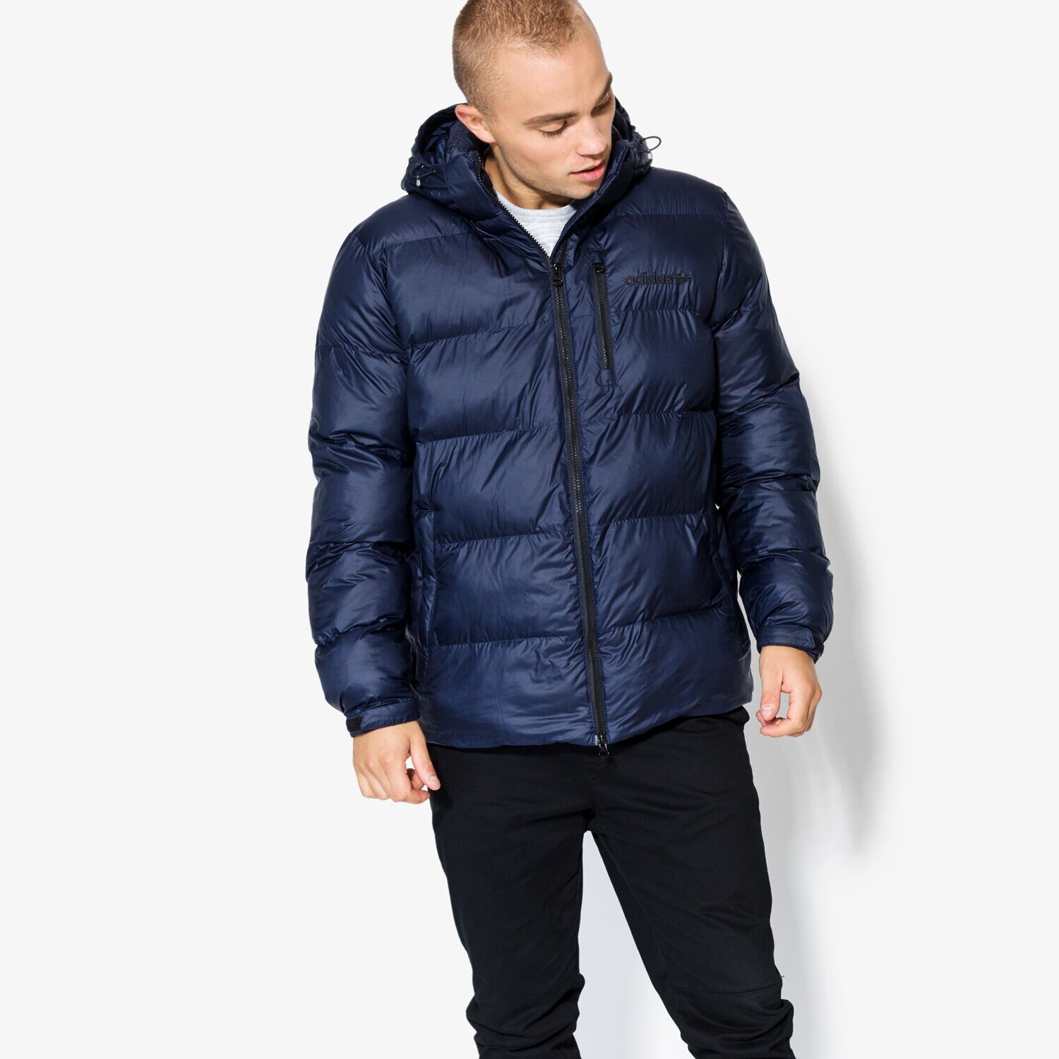 Kurtka zimowa męska ADIDAS KURTKA HOODED JKT BR4782 GRANATOWY